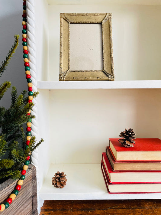 Vintage Gold Picture Frame with Ornate Details & Easel Backing - Made in Taiwan