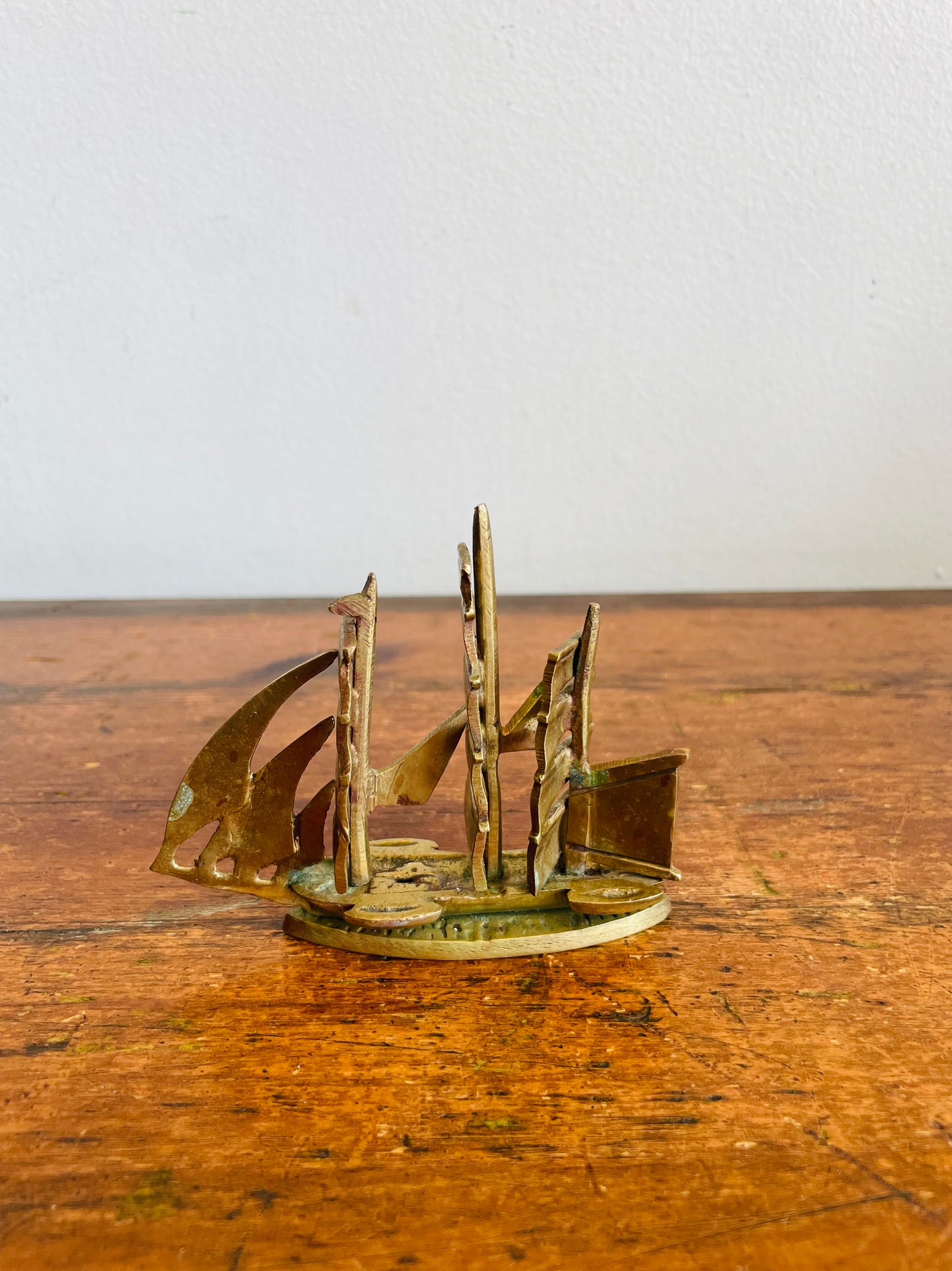 Vintage Brass Sailboat Ship Figurine