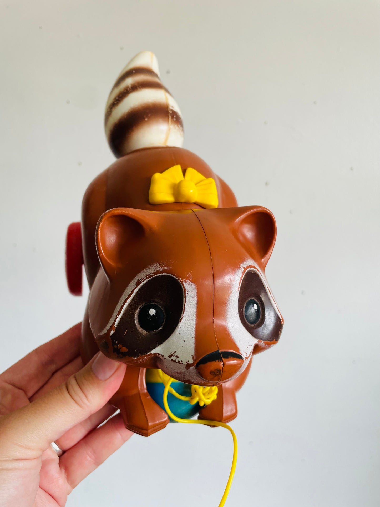 Vintage 1979 Fisher Price #172 Roly Raccoon Pull Toy