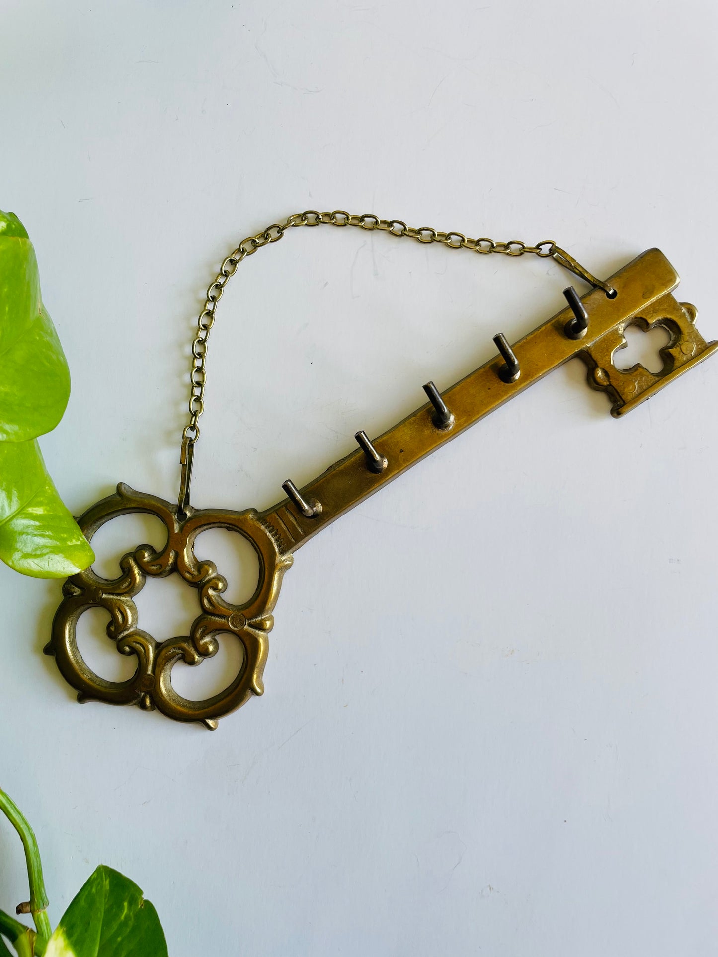 Key Shaped Hanging Brass Key Rack Holder