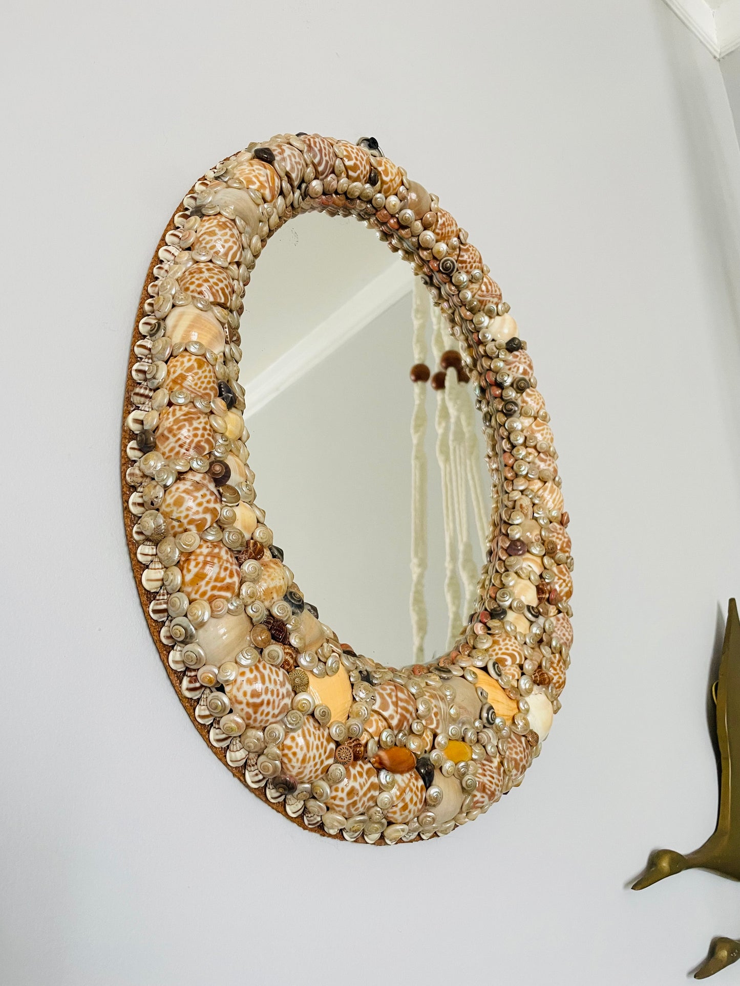 Vintage Handmade Oval Seashell Mirror - No Shipping