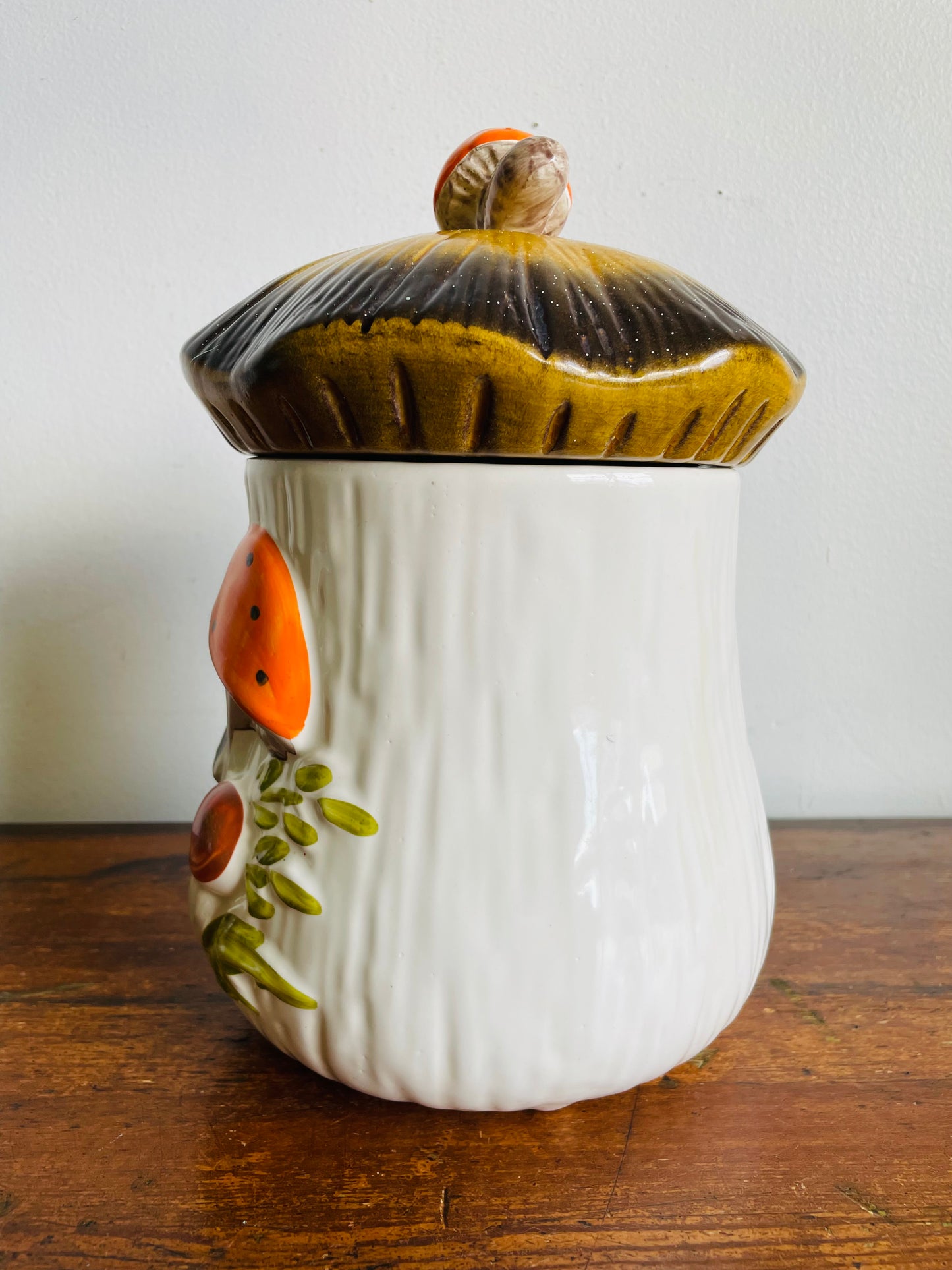 Vintage Large Laurentian Pottery Merry Mushroom Kitchen Canister Jar with Lid #2 - Made in Canada