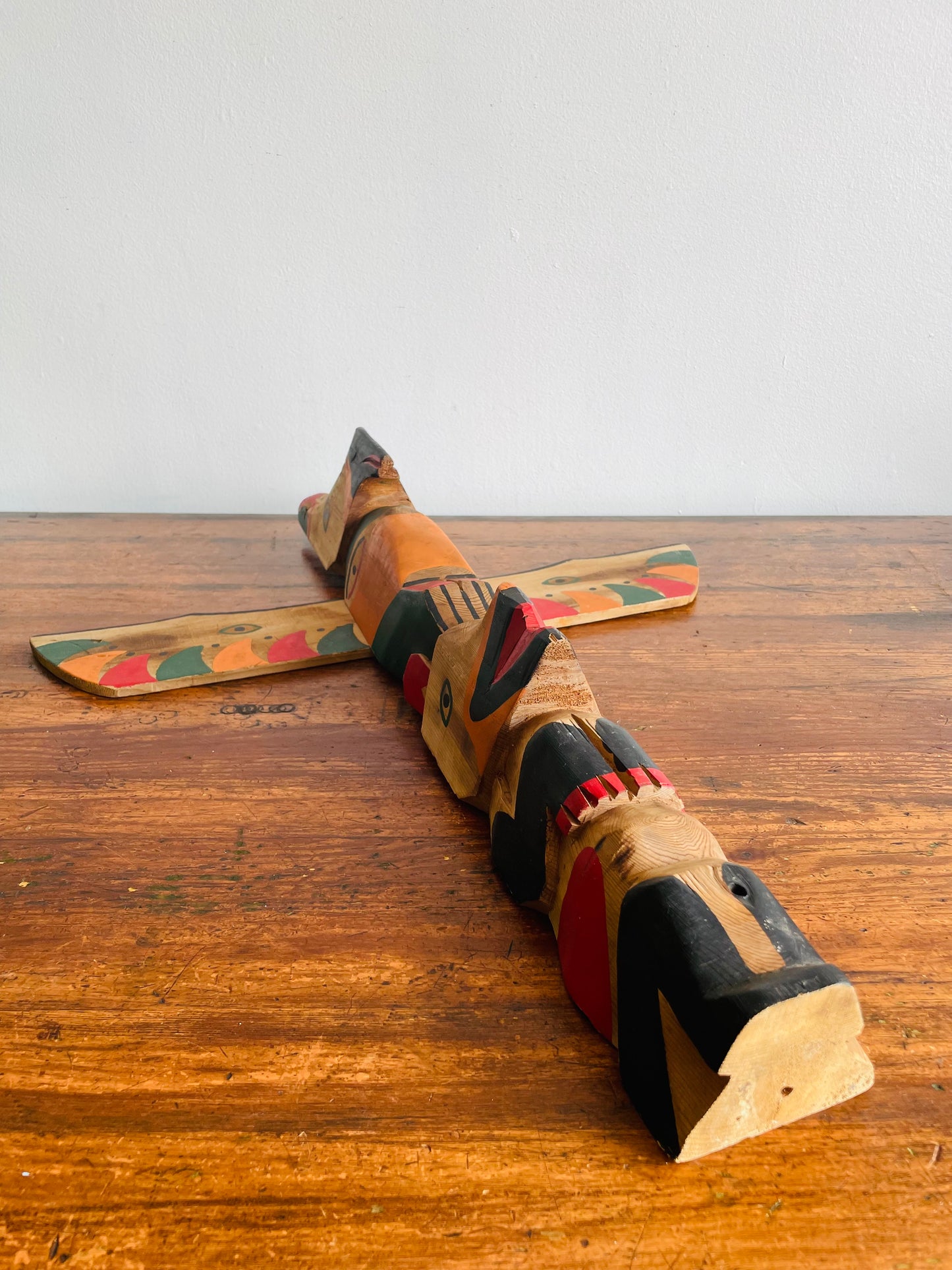 Handmade & Painted Carved Wood Totem Pole