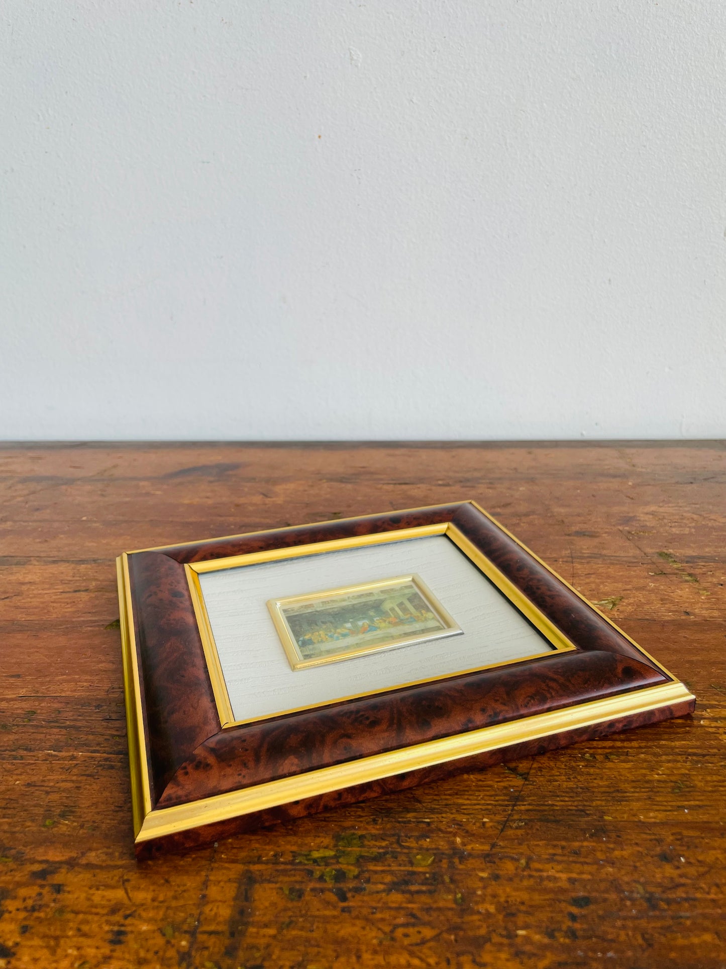 Vintage Lamina Argento 925 Hand-Pressed Chromolithograph Engraved on Satin-Finish Silver Foil Picture - The Last Supper Religious Scene  - Made in Italy