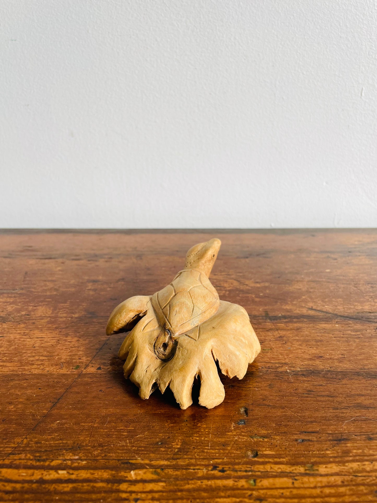 Hand Carved Wooden Turtle Sculpture Figurine