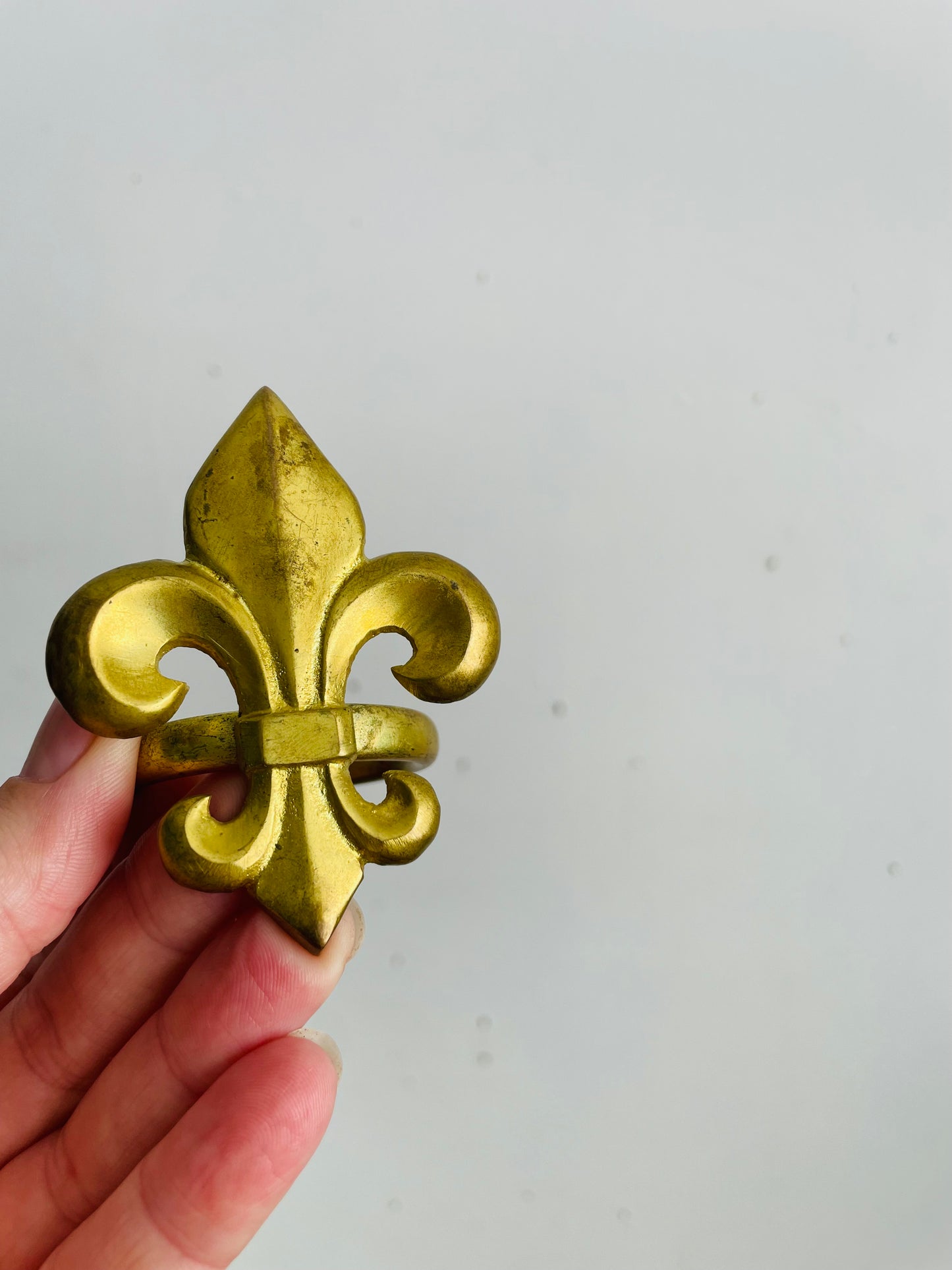 Vintage Brass Fleur de Lis / Lys Napkin Ring Holders - Set of 6