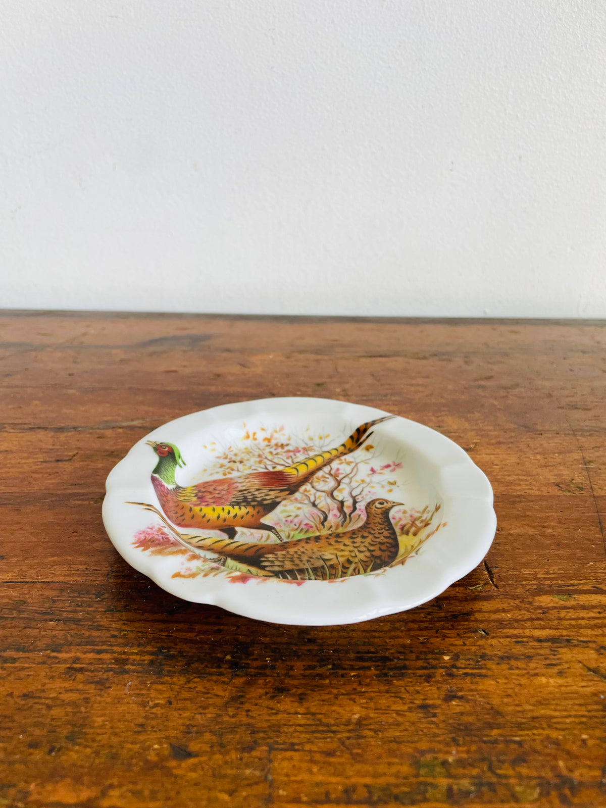 Vintage FD Chauvigny Porcelain Trinket Dish Plate with Pheasant Bird Design - Made in France