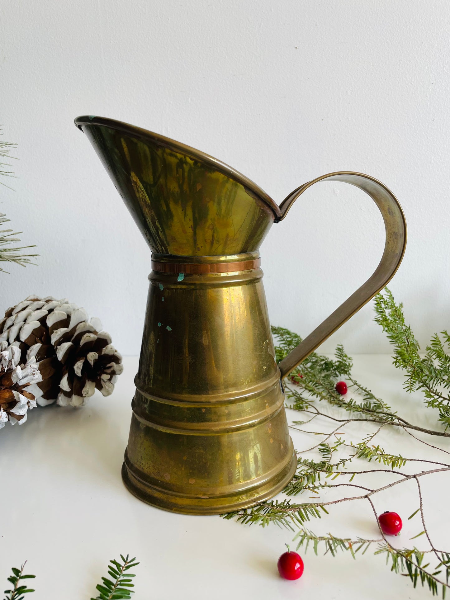 Brass & Copper Tall Pitcher Vase with Wide Handle by Van Dyk Co. Canada