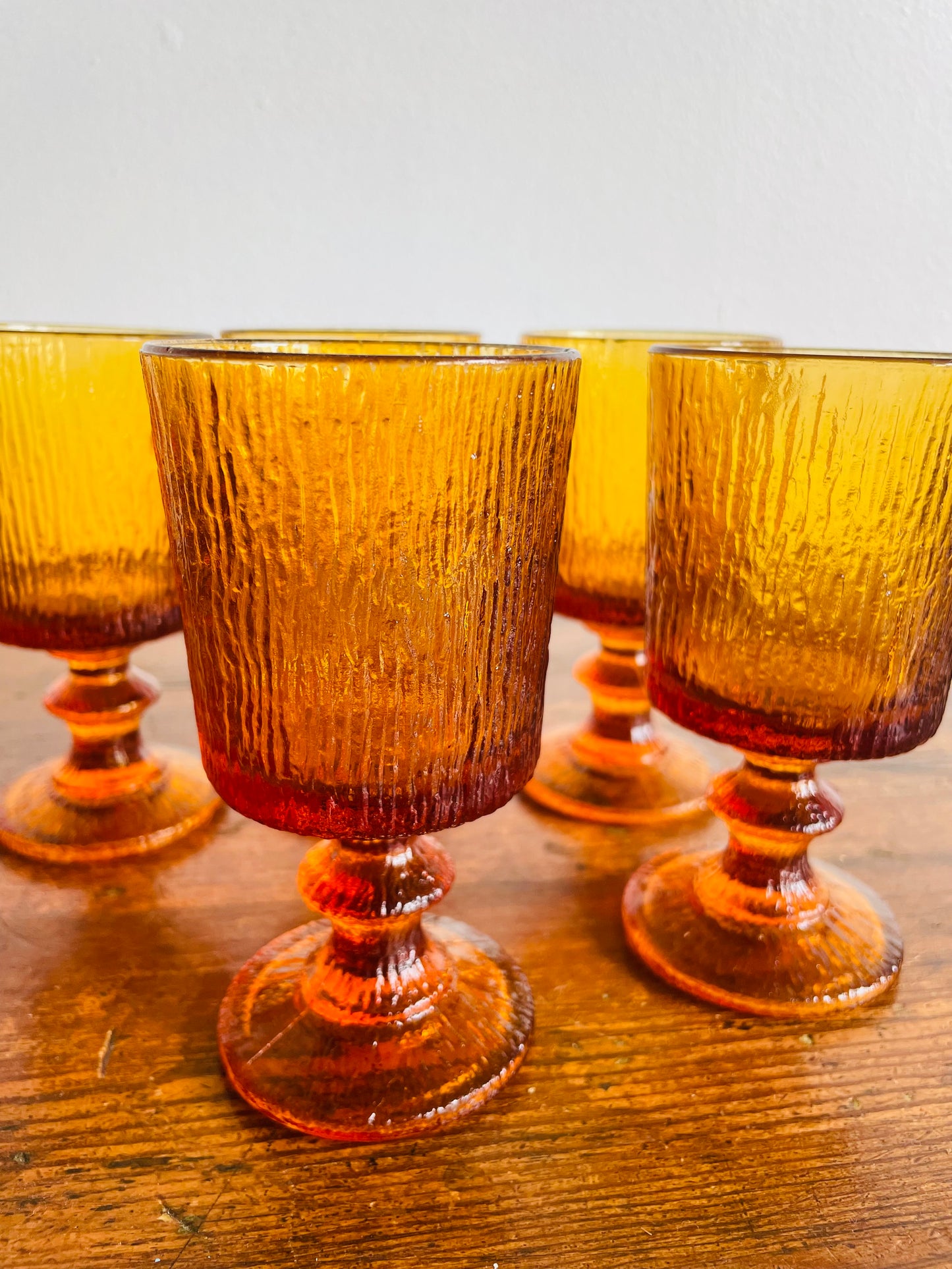 Ravenhead Siesta Amber Glass 4.75" Goblets - Set of 6