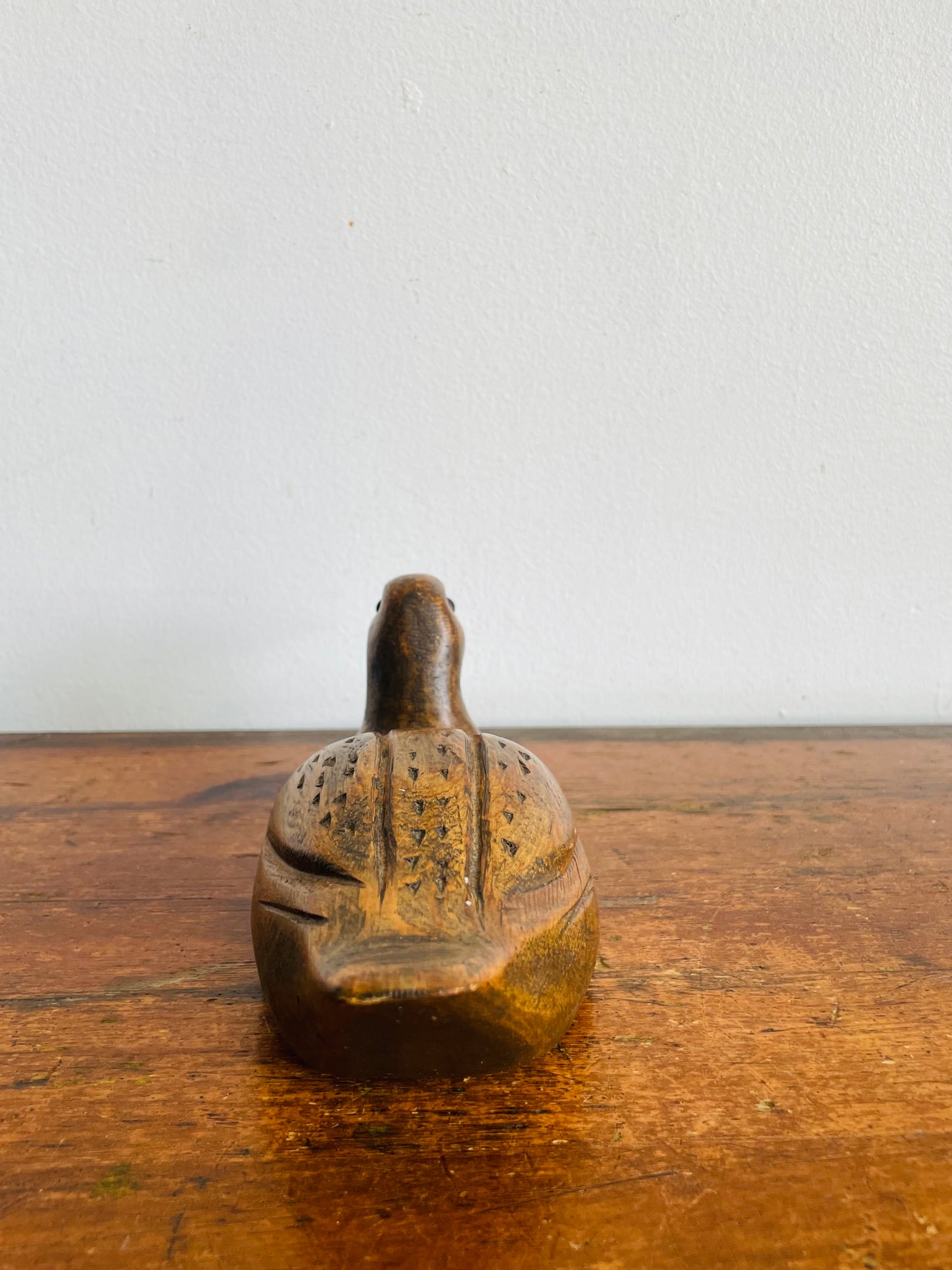 Vintage 1989 Wood Duck Decoy Bird Figurine - Artist Signed
