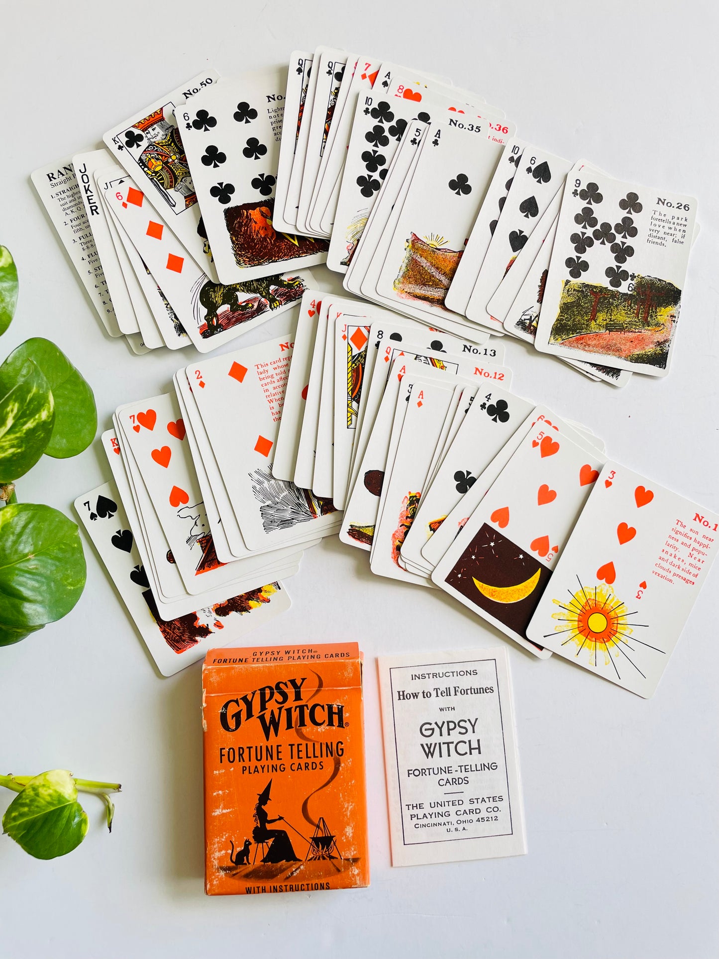 Vintage Gypsy Witch Fortune Telling Playing Cards with Instructions