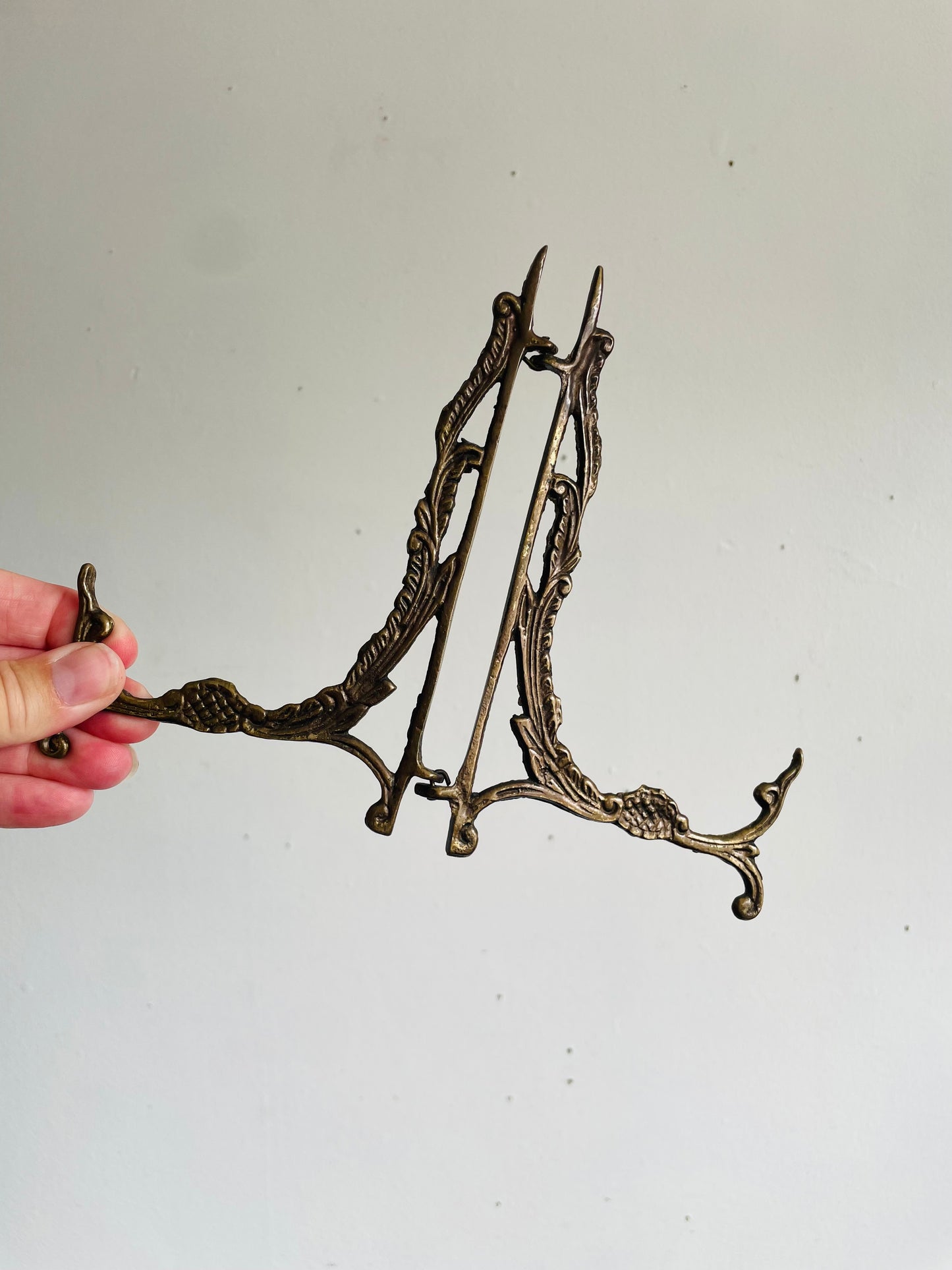 Vintage Brass Ornate Folding 6.5" Tall Easel - Holds Picture, Art, Book, Etc.