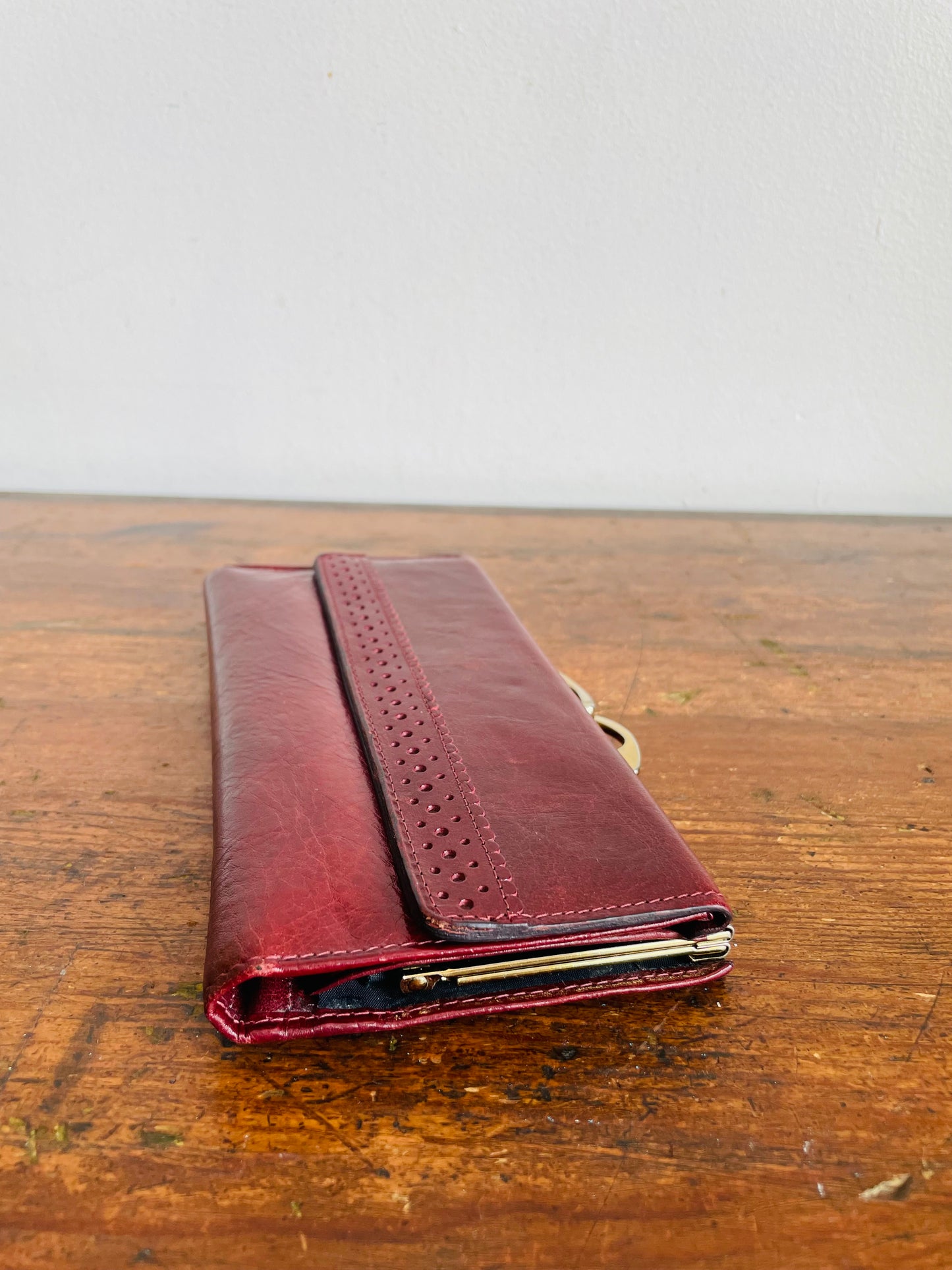 Vintage Renwick Made in Canada Wallet - Italian Leather - Burgundy Brown with Gold Hardware