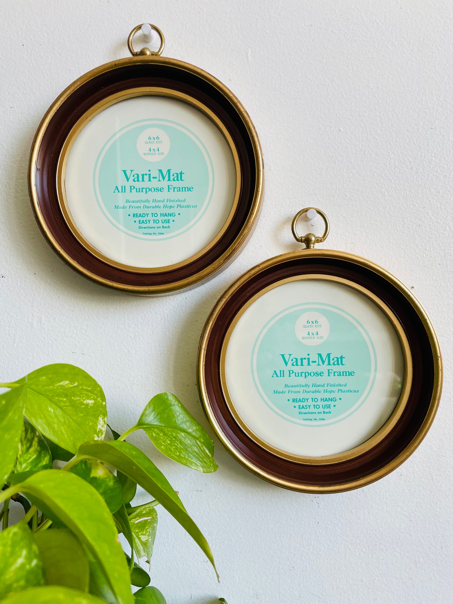 Vintage Round Gold & Brown Vari-Mat All Purpose Picture Frames - Hope Picture & Frame Co. Michigan - Set of 2