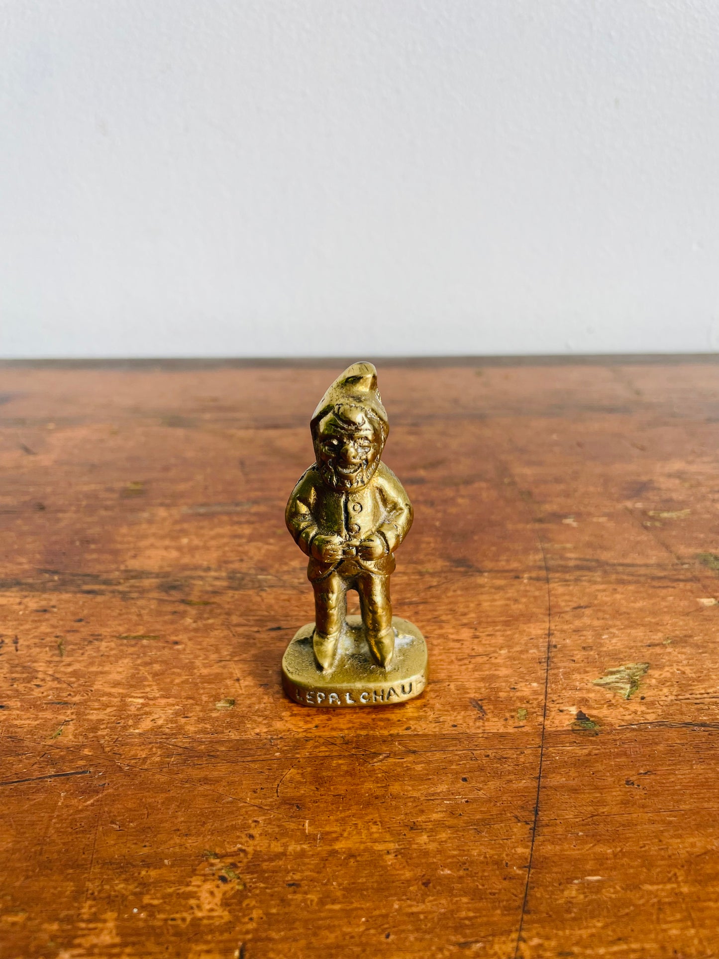 Vintage Mini Solid Brass Irish Leprechaun Statue Figurine