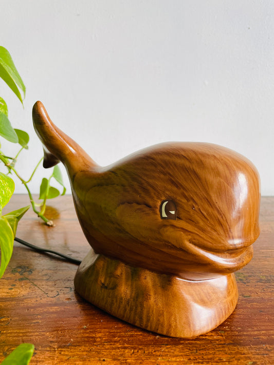 Vintage Ceramic Happy Smiling Whale Nightlight Lamp - You'll Have a Whale of a Time With This One!