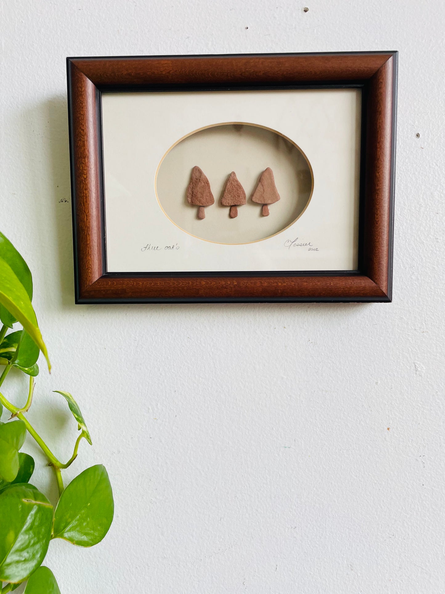 Vintage Shadowbox Framed Sandstone Rocks - Nature Art from Prince Edward Island - Three Oaks - Artist Signed Crystal Tessier 2002 - Picture #5