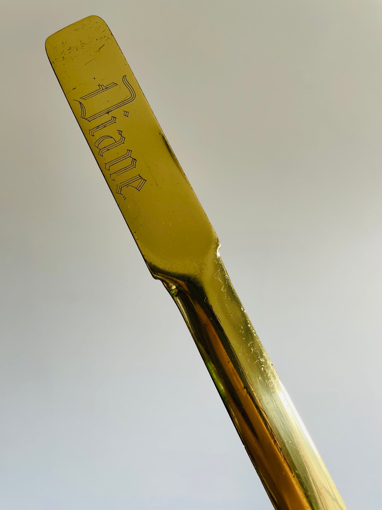 Brass Letter Opener - Etched with the Name Diane - Made in Spain