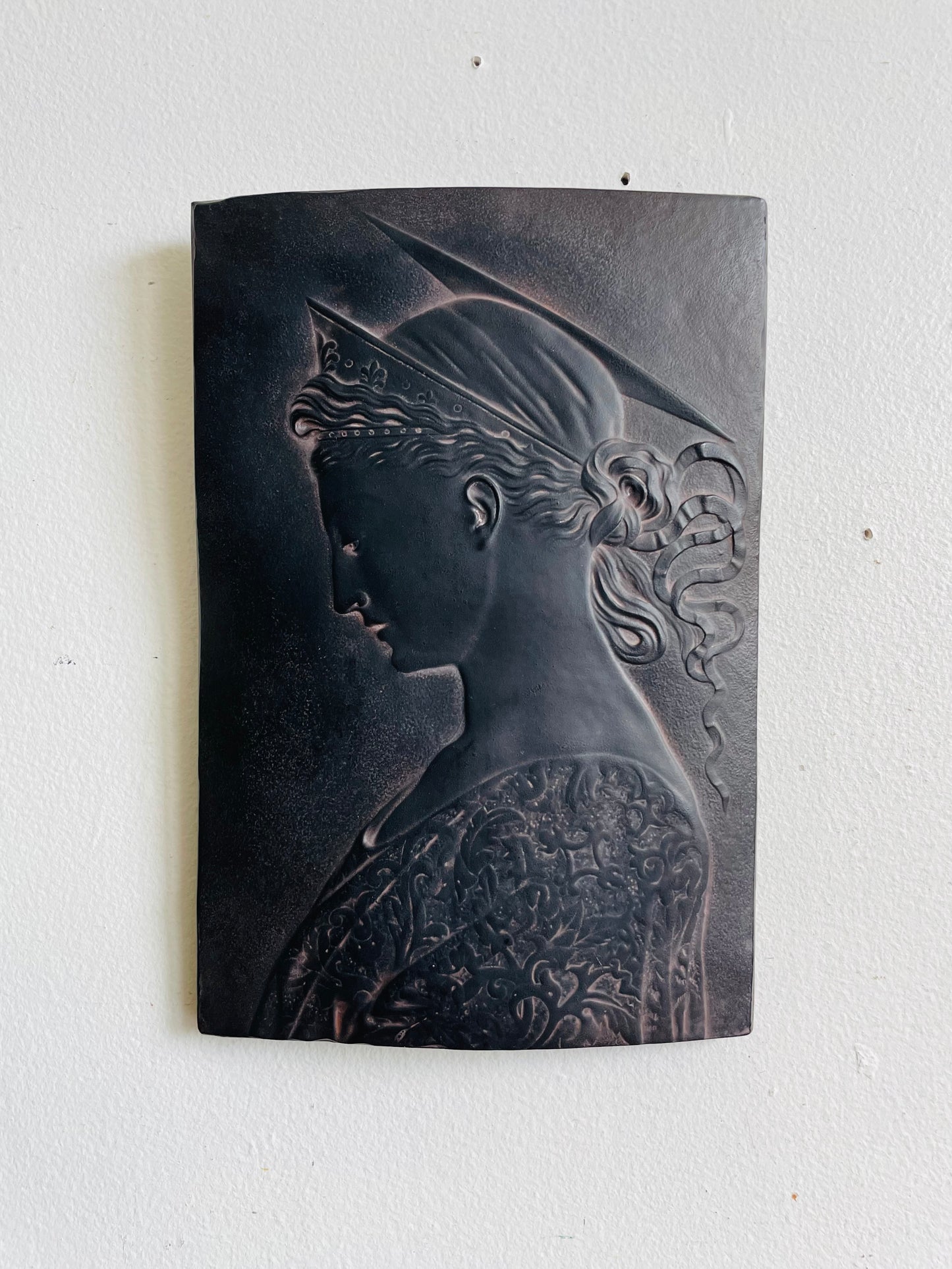 Vintage 1989 Facsimilies Ltd. Saint Cecilia Wall Hanging Plaque Picture - Patron Saint of Music & Musicians - Reproduced from Donatello's Bronze Relief Sculpture