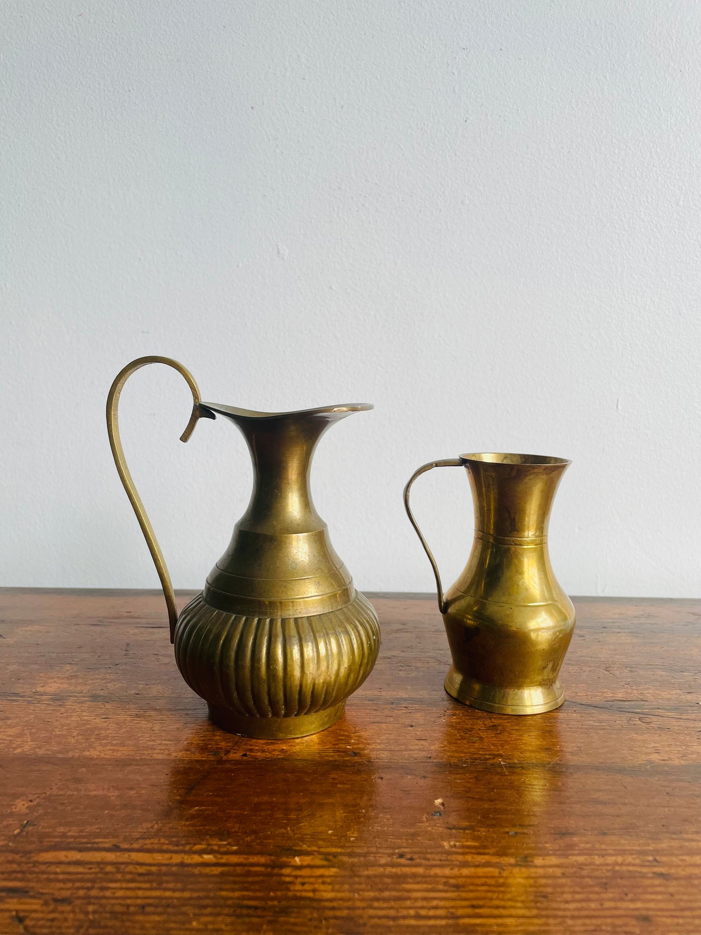 Solid Brass Pitcher Vase Jugs - Made in India - Set of 2