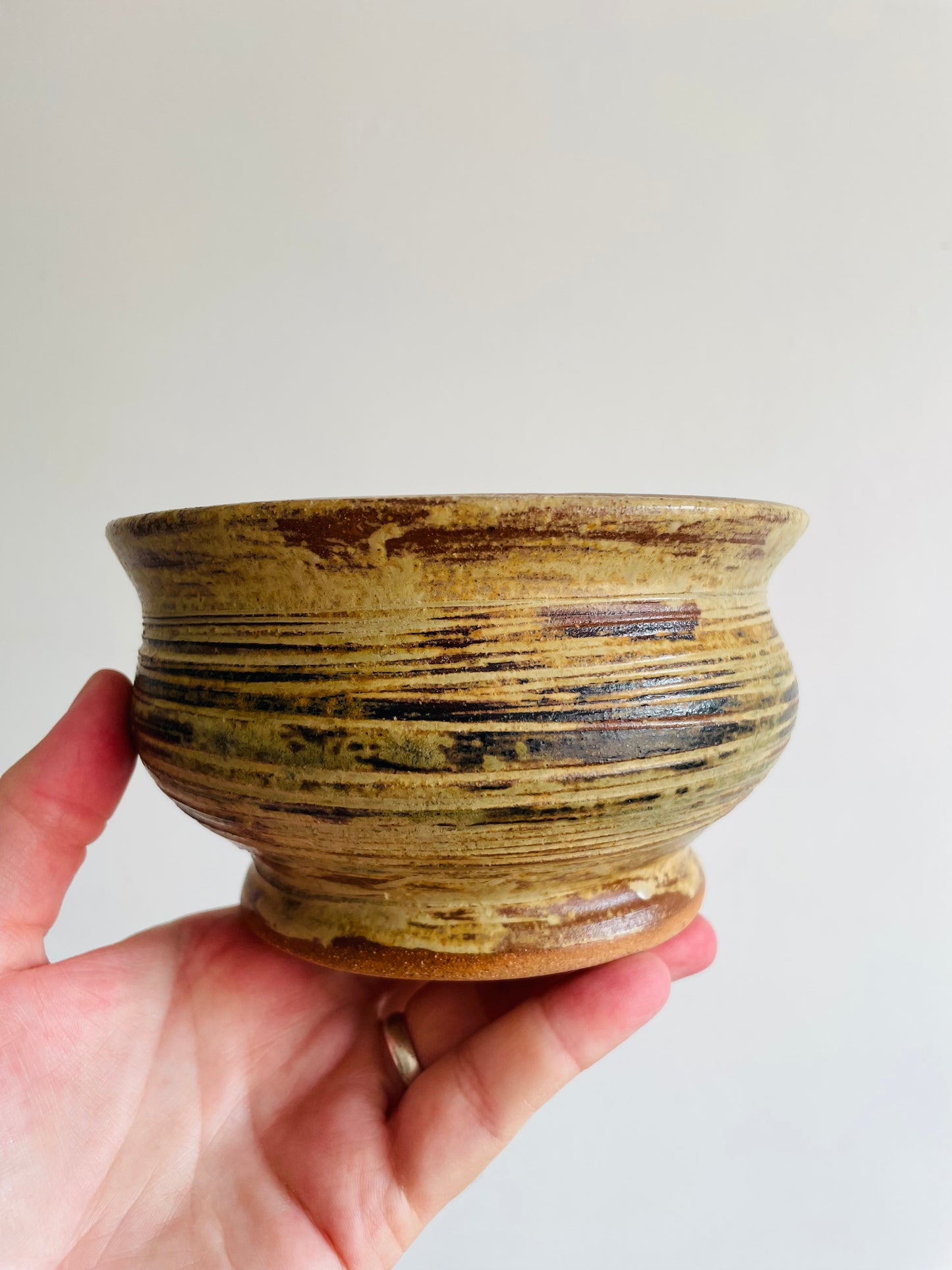 Studio Pottery Planter Pot Bowl in Shades of Neutral Browns