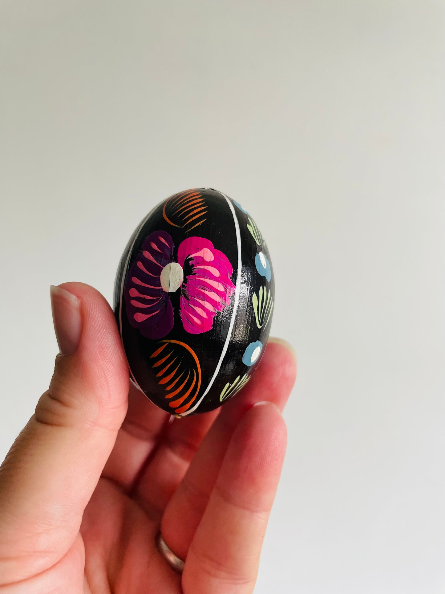 Hand Painted Wood Eggs with Various Designs - Set of 4