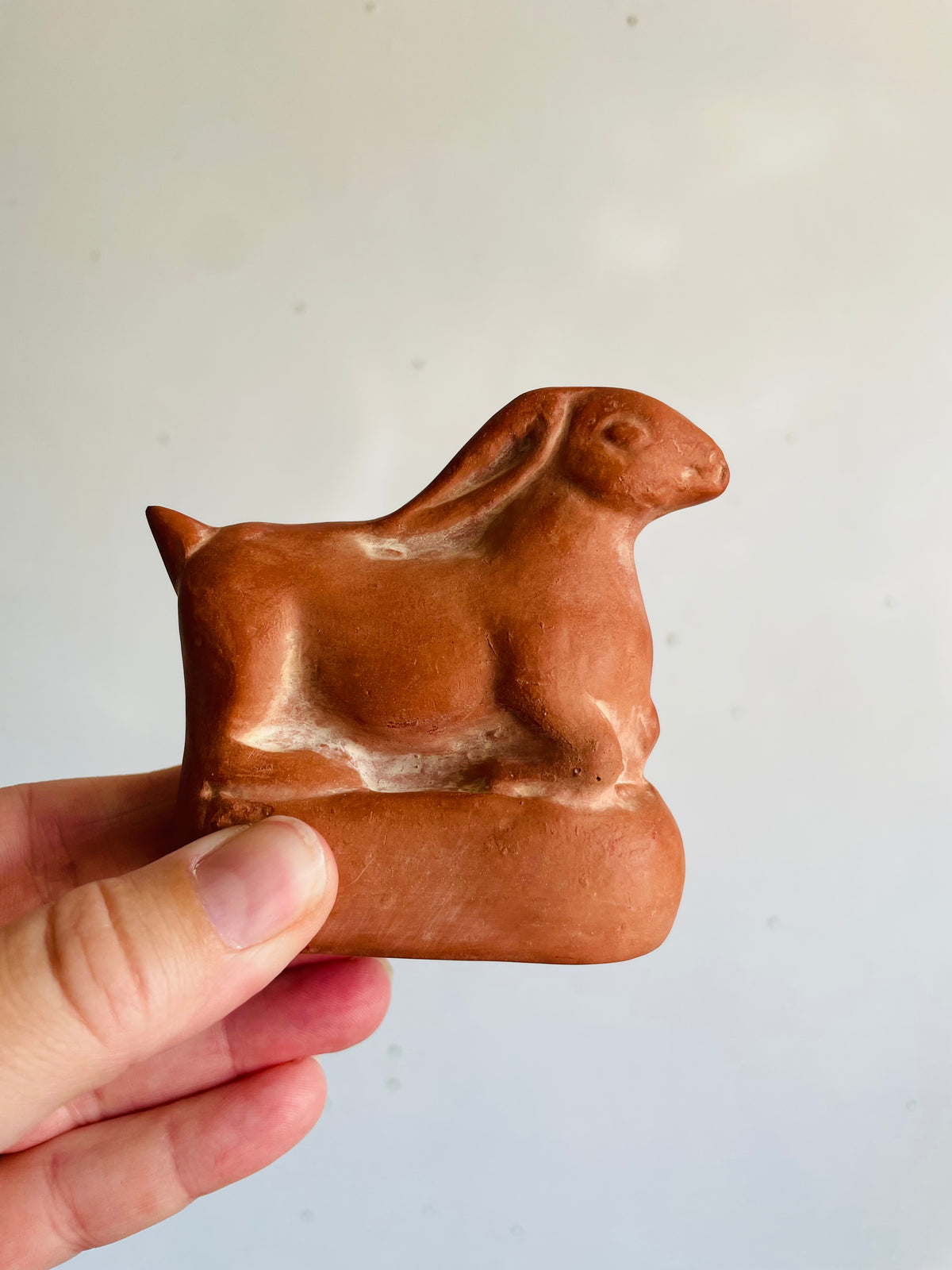 Vintage Ministry of Culture Museum Replica Figurine - Terracotta Clay Hare Rabbit Resting - Reproduction of Ancient Greek Artifact from Pella, Macedonia - Made in Greece