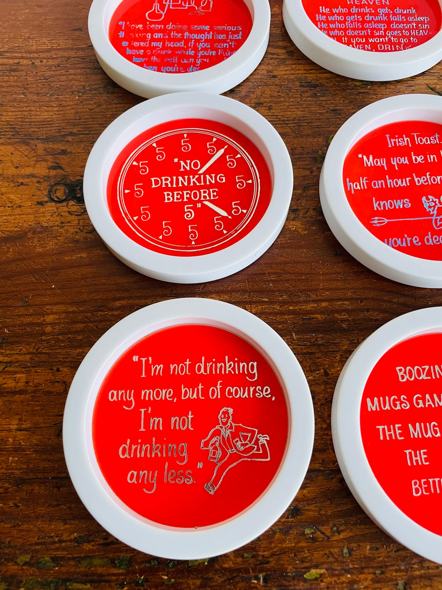 Novelty Drink Coasters with Funny Sayings - Set of 6 Coasters in Caddy