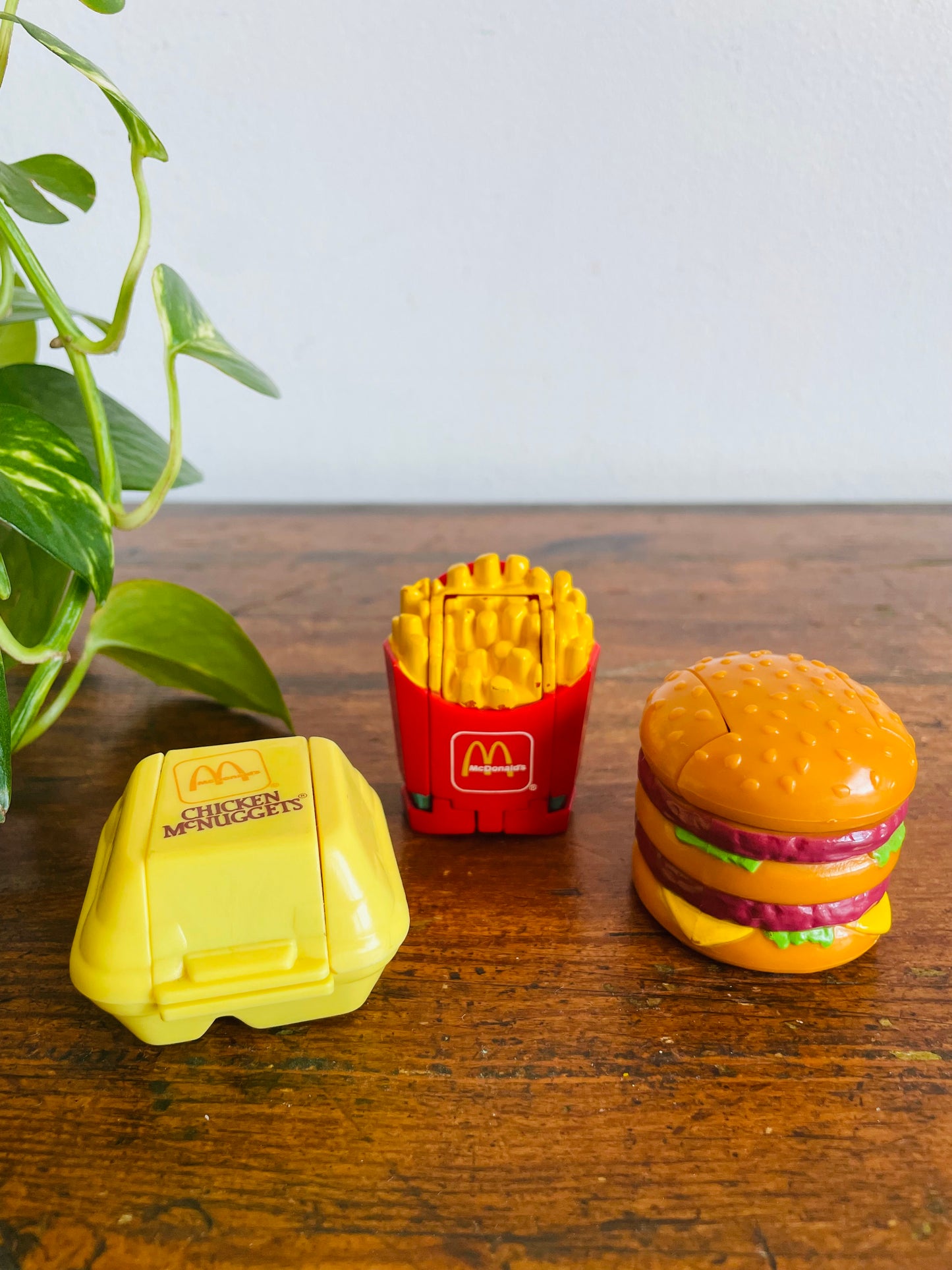Vintage 1987 McDonald's Happy Meal Toy Bundle #1 - Changeables Transformers - Chicken McNuggets, French Fries & Big Mac - Set of 3