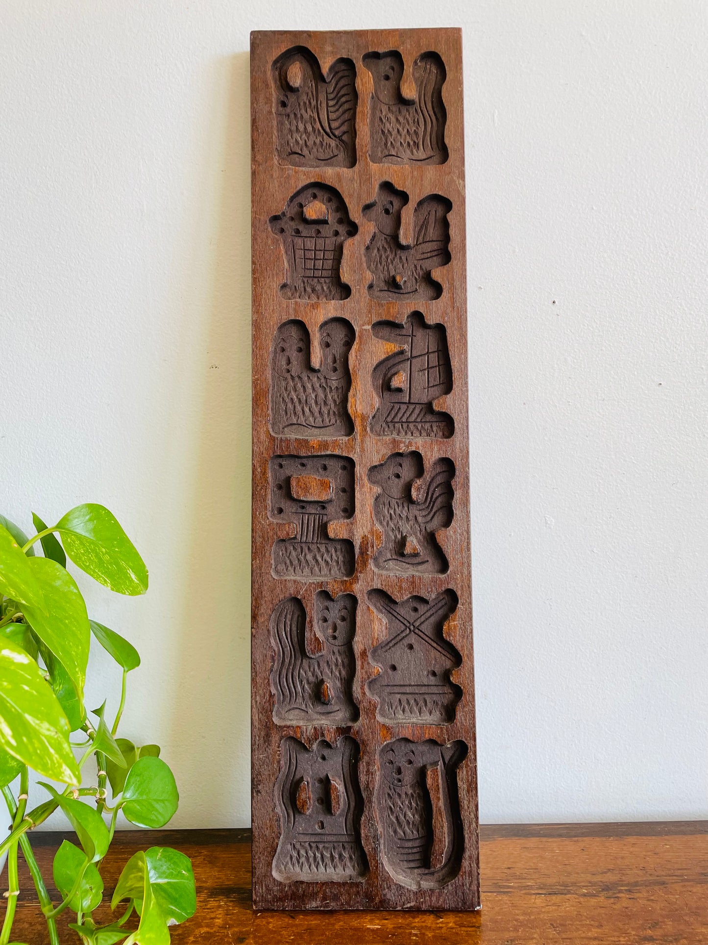 Vintage Large Hand Carved Wooden Dutch Cookie Mold - Speculaas or German Springerle Cookies