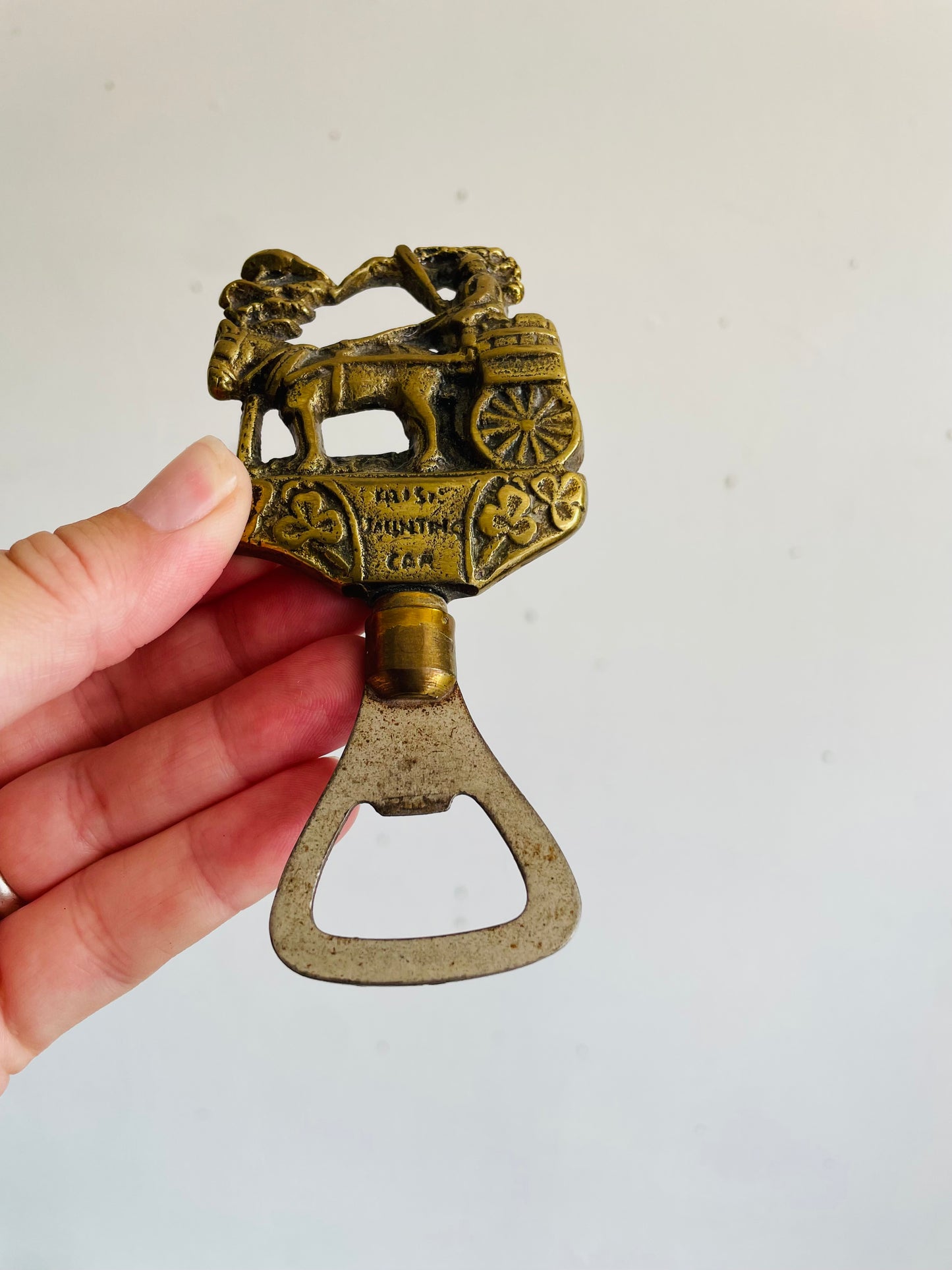 Vintage Irish Jaunting Car Scene Brass Bottle Opener