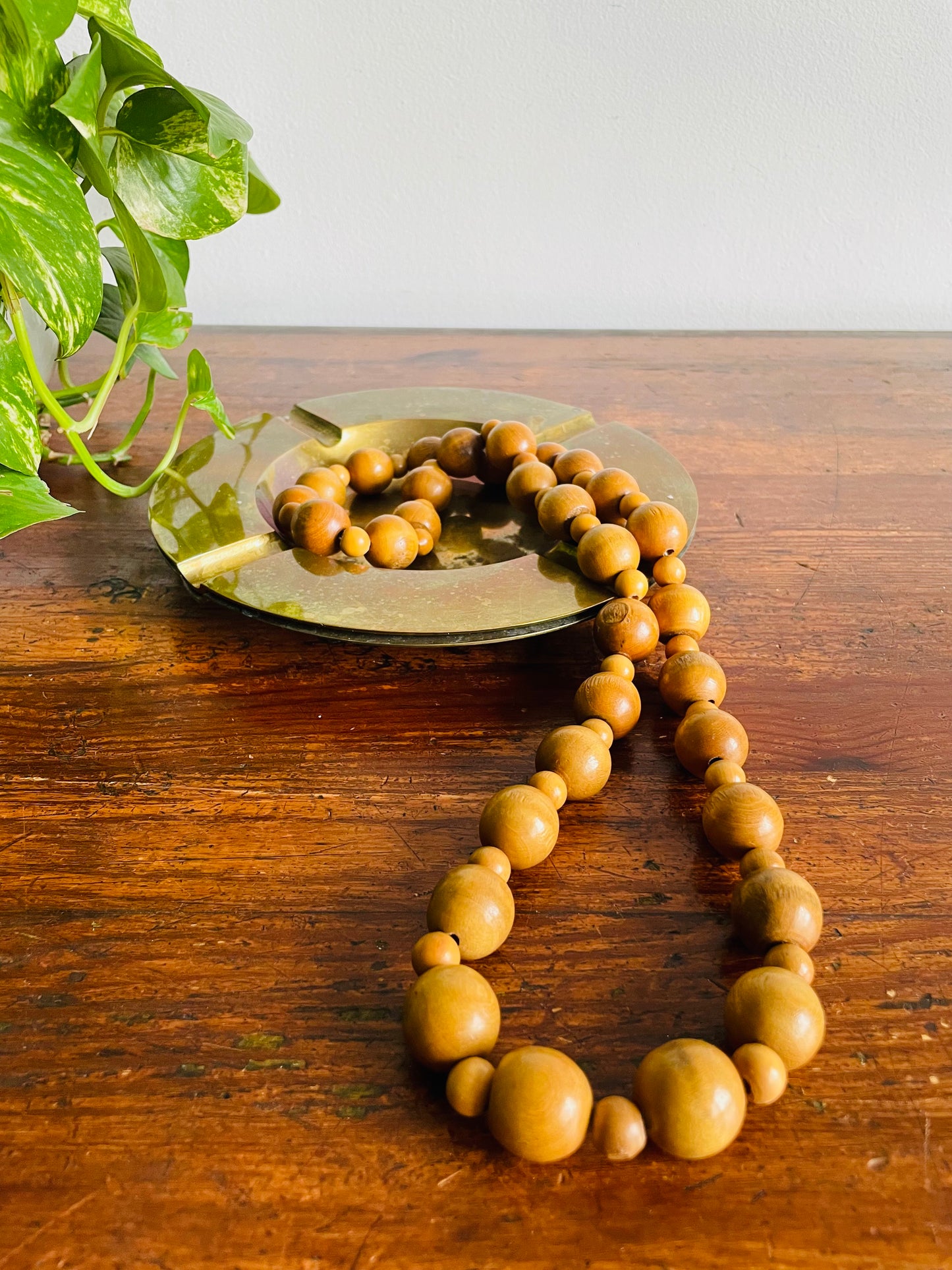 Solid Wood Beads on Rope - Necklace or Decor Piece