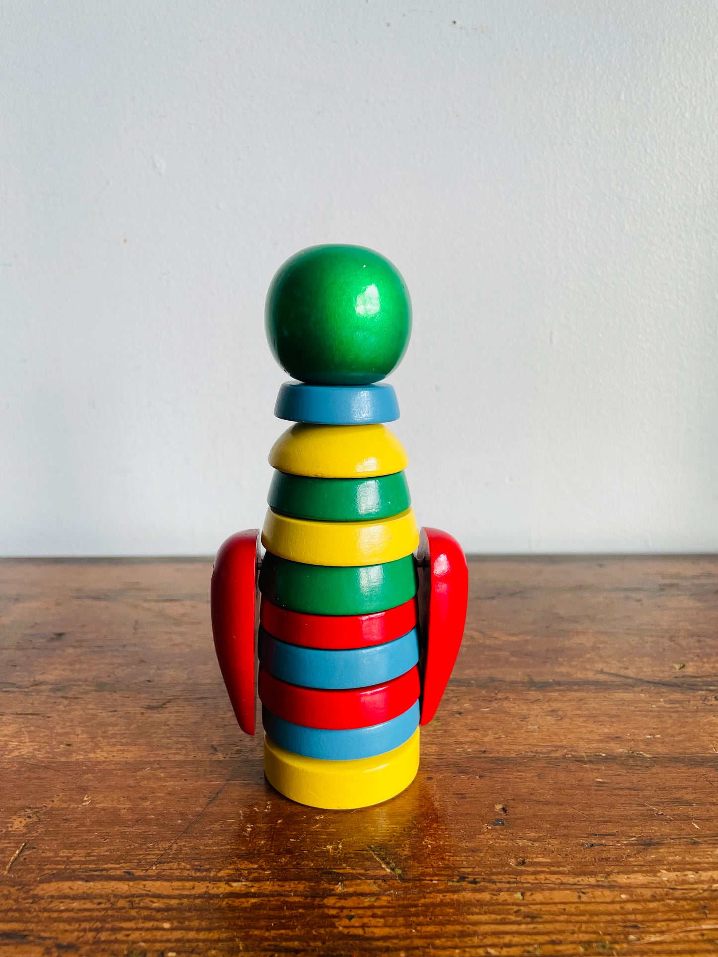 Vintage 1960s Brio Wood Stacking Parrot Bird Toy - Made in Sweden