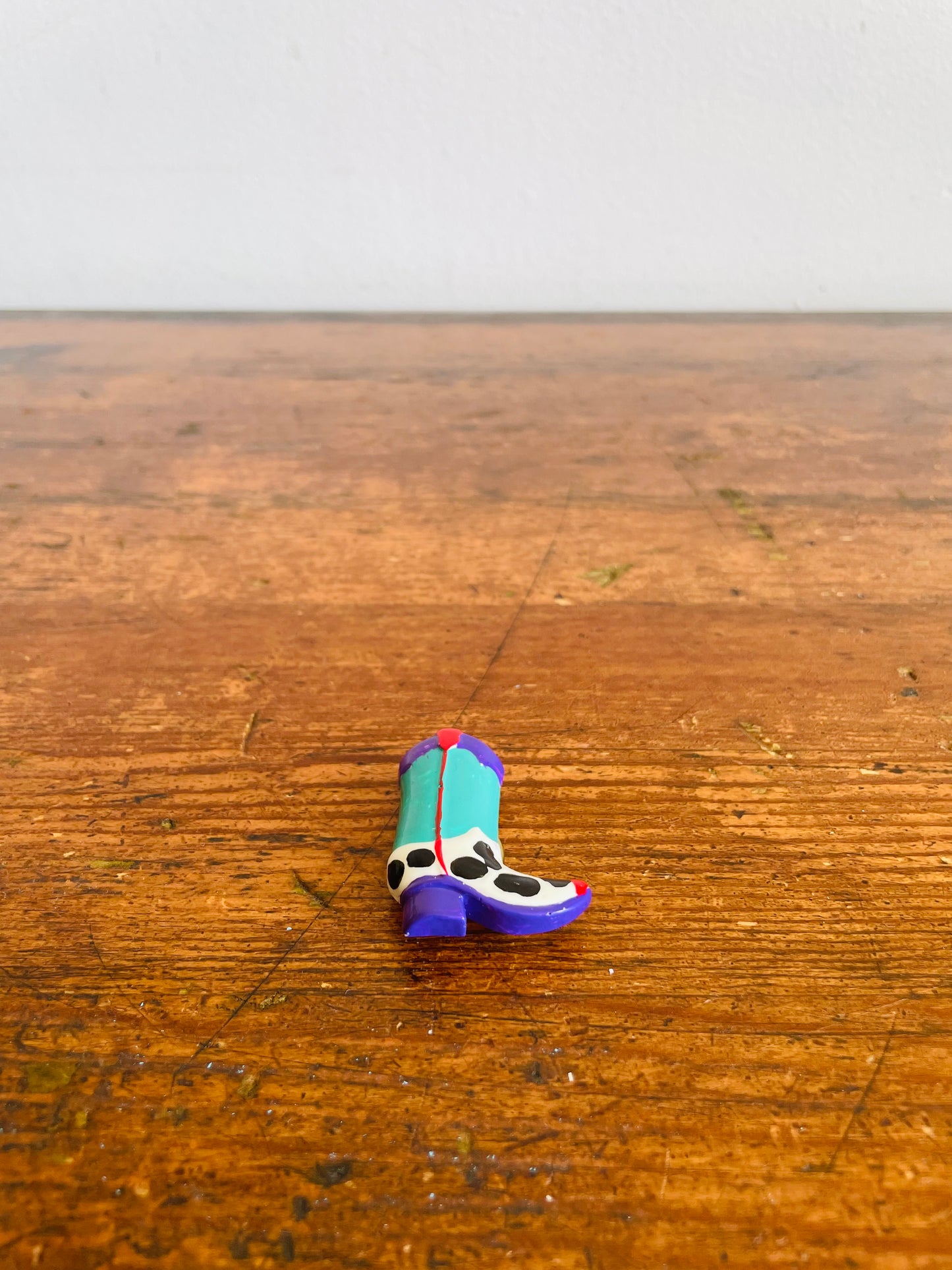Cowboy Boot Button Cover - Purple & Turquoise - Clip Over Your Button to Add Some Flair!