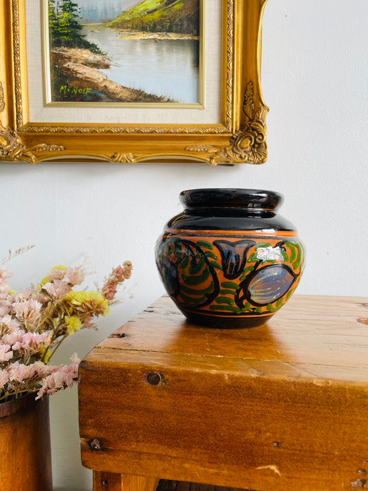 Antique / Possibly Vintage Carl Gebauer-Style Arts & Crafts Era Hand Painted German Floral Vase or Planter Pot - Made in Germany - Stamped