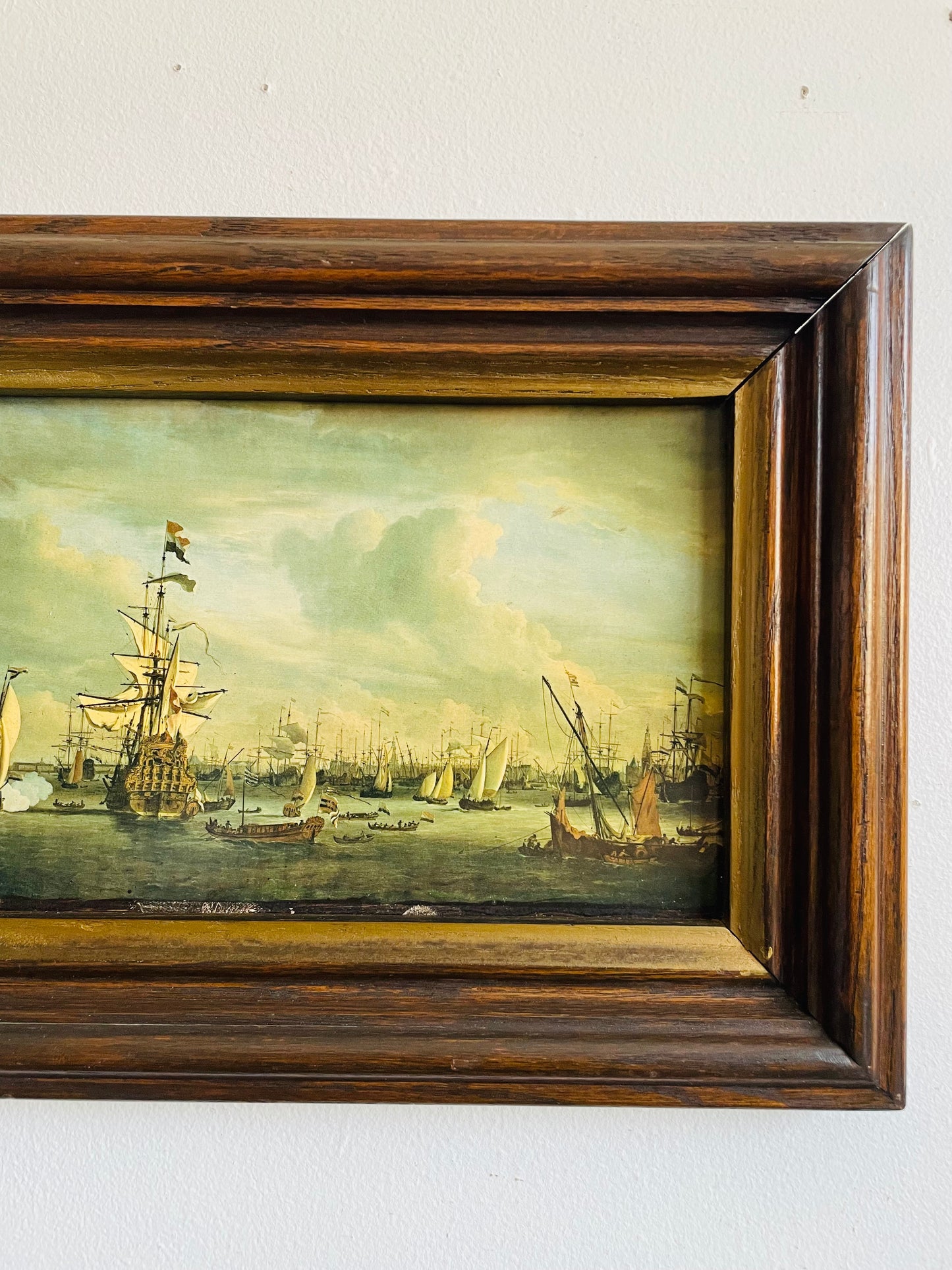 Vintage Framed Reproduction Print Picture by Dutch Artist Willem van de Velde the Younger -  De Gouden Leeuw (The Golden Lion) - Rijksmuseum Amsterdam
