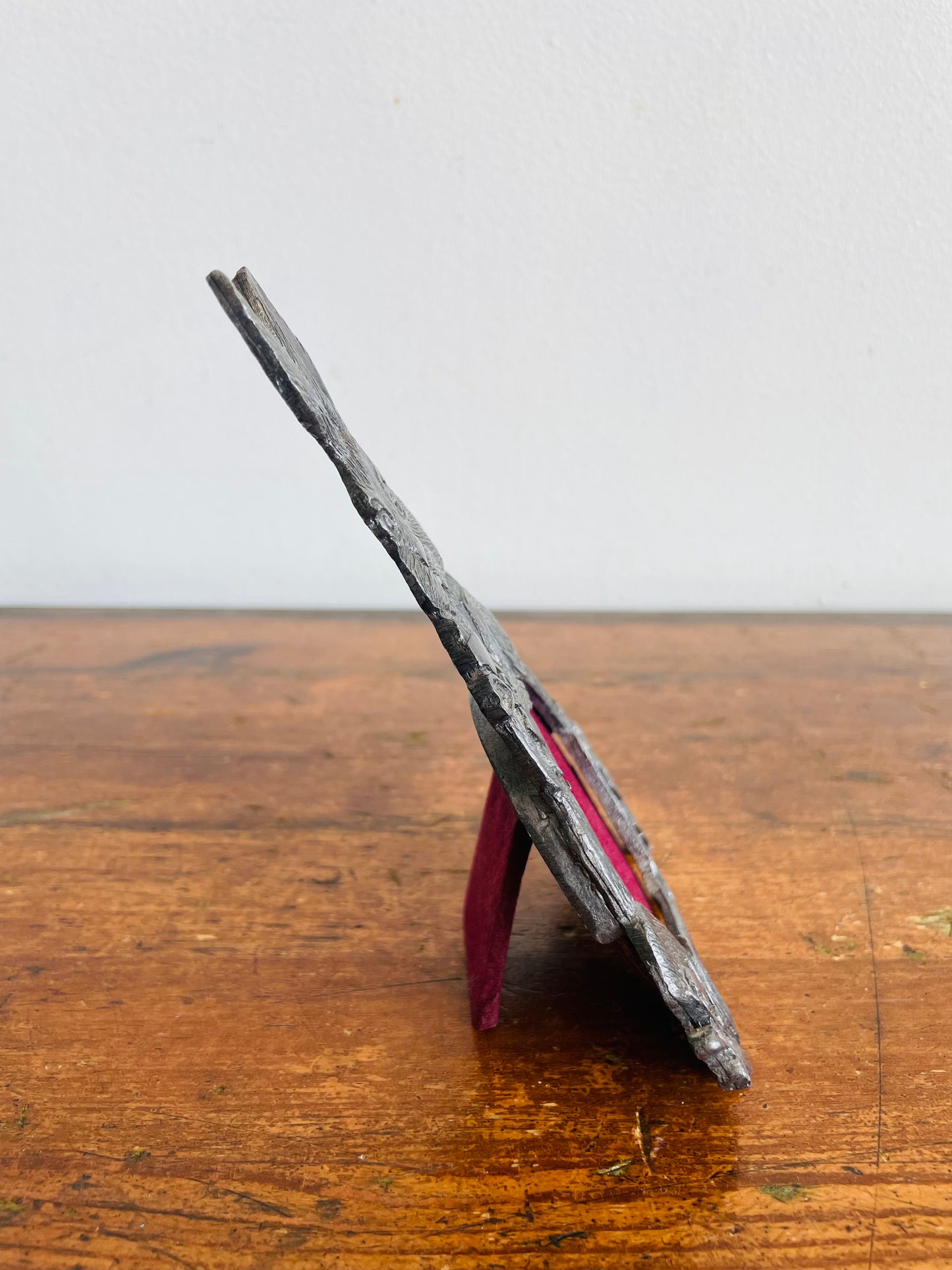 Vintage Metzke Pewter Bunny Rabbit Picture Frame with Easel Backing