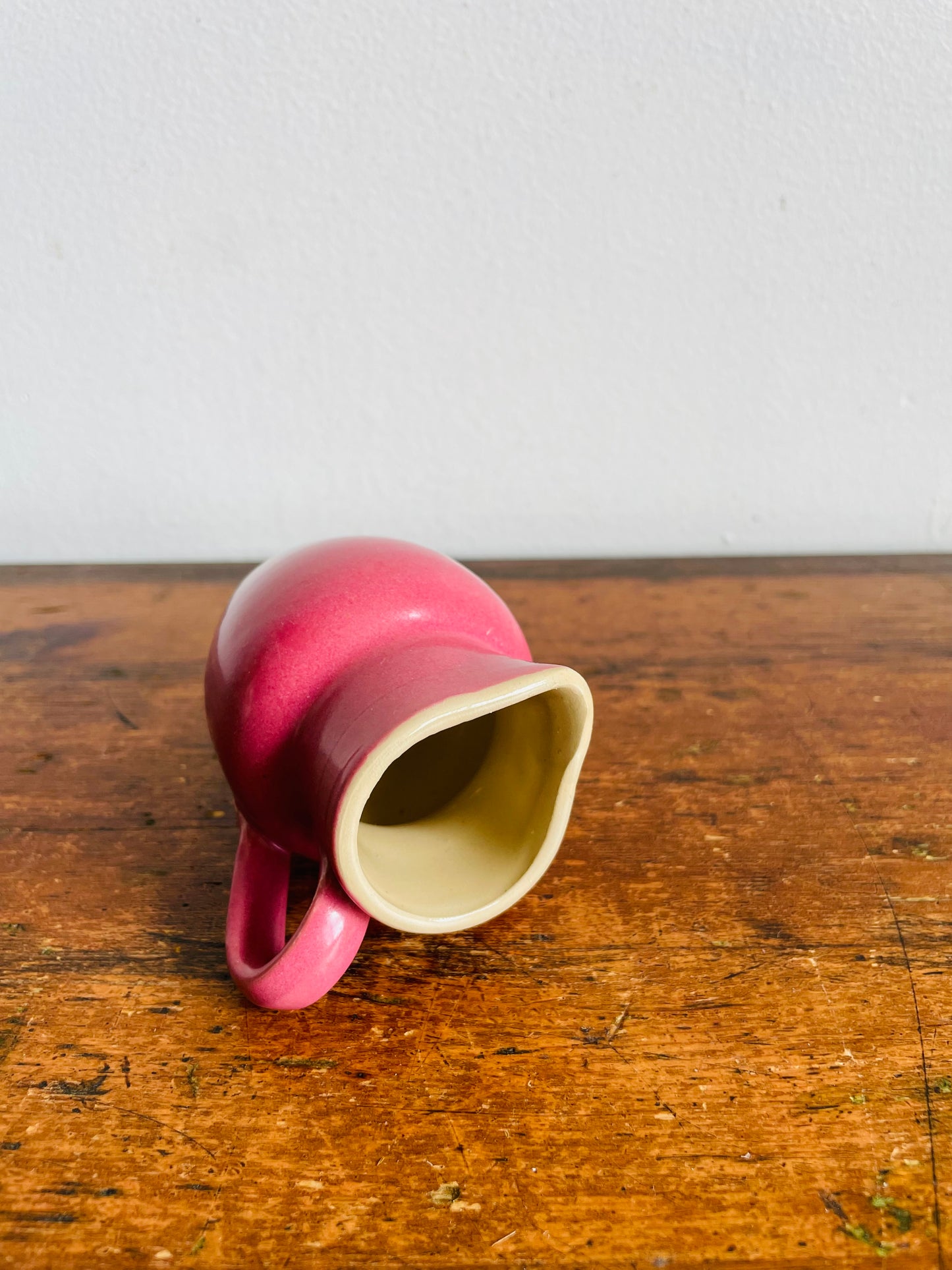 Vintage Mauve Pink Buchan Portobello Scotland Stoneware Pottery Miniature Creamer Pitcher Jug or Bud Vase with Handle