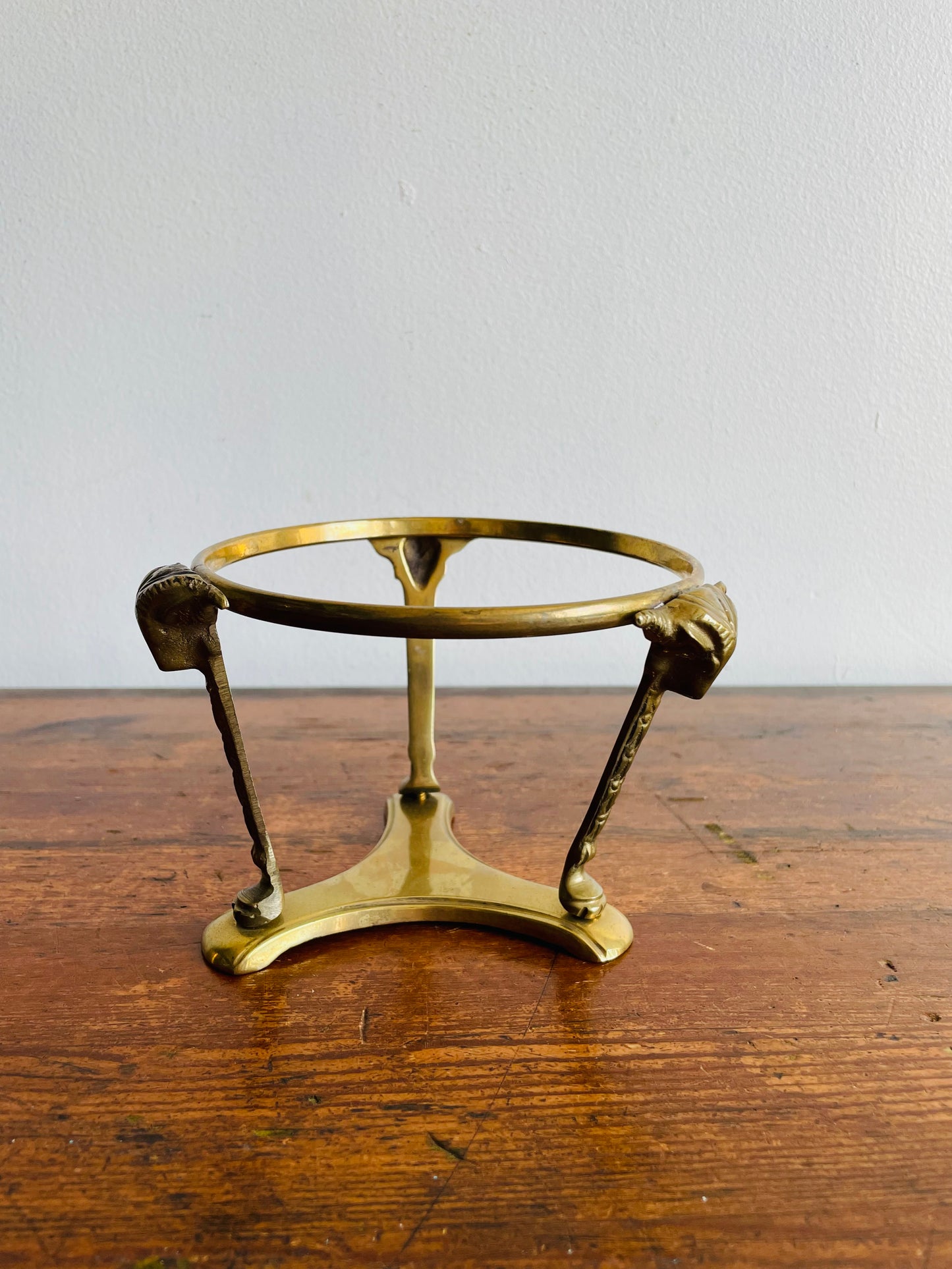 Solid Brass Pedestal Holder Stand with Ram Head Design