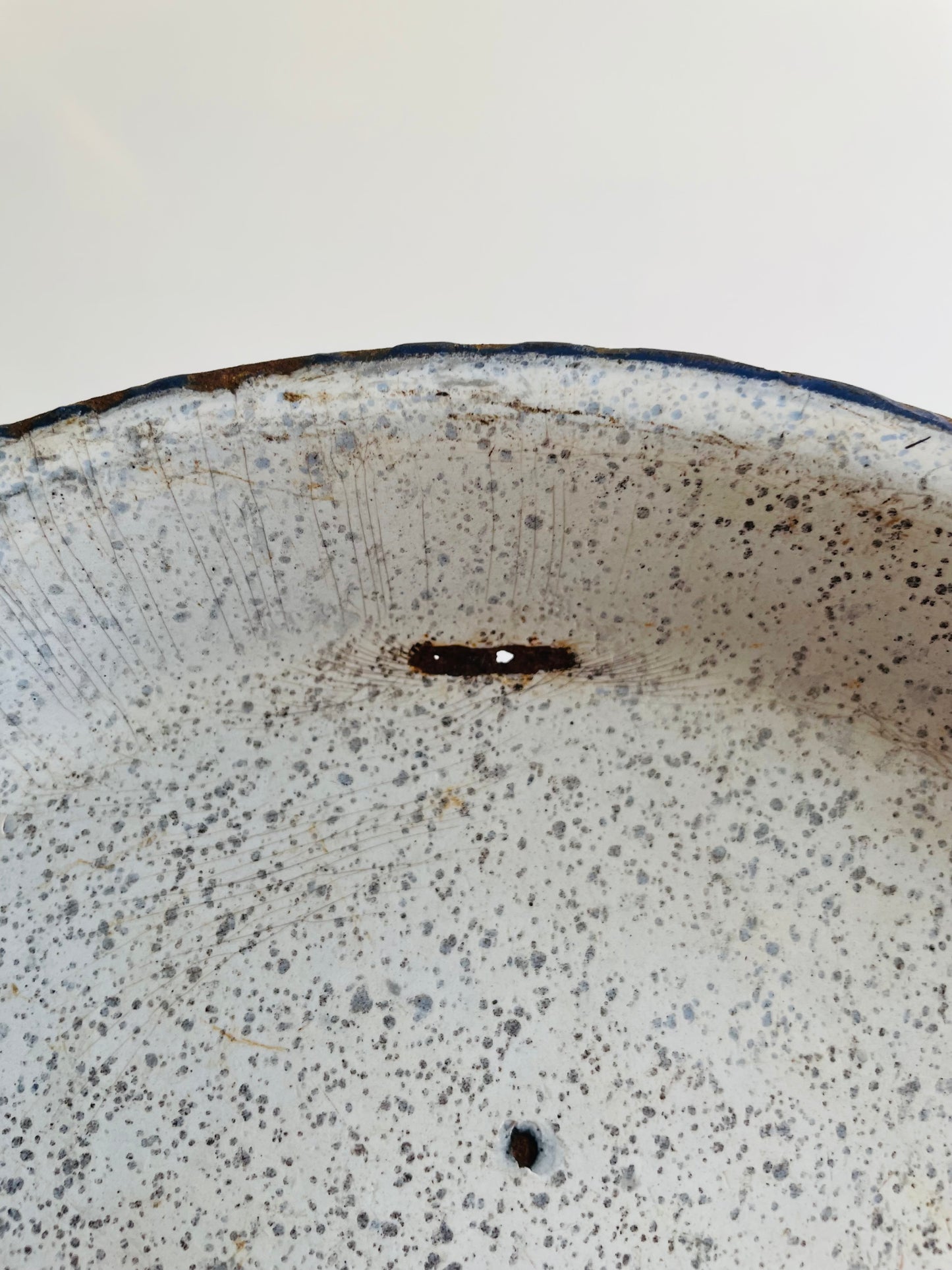 Pair of Graniteware Enamelware Pie Dishes or Plates - Speckled White & Blue - Set of 2