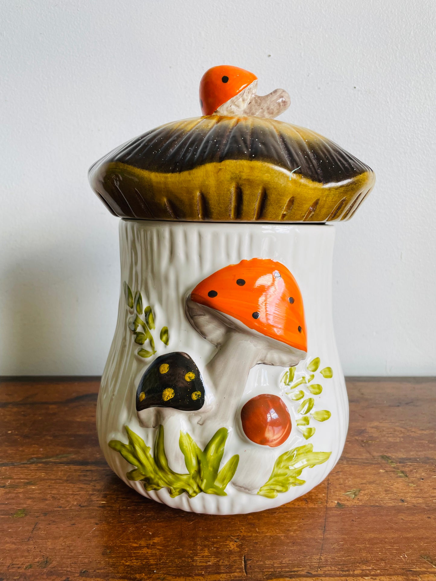 Vintage Large Laurentian Pottery Merry Mushroom Kitchen Canister Jar with Lid #2 - Made in Canada