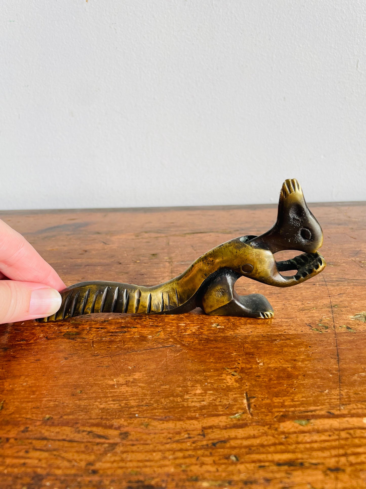 Vintage Solid Brass Squirrel Nutcracker