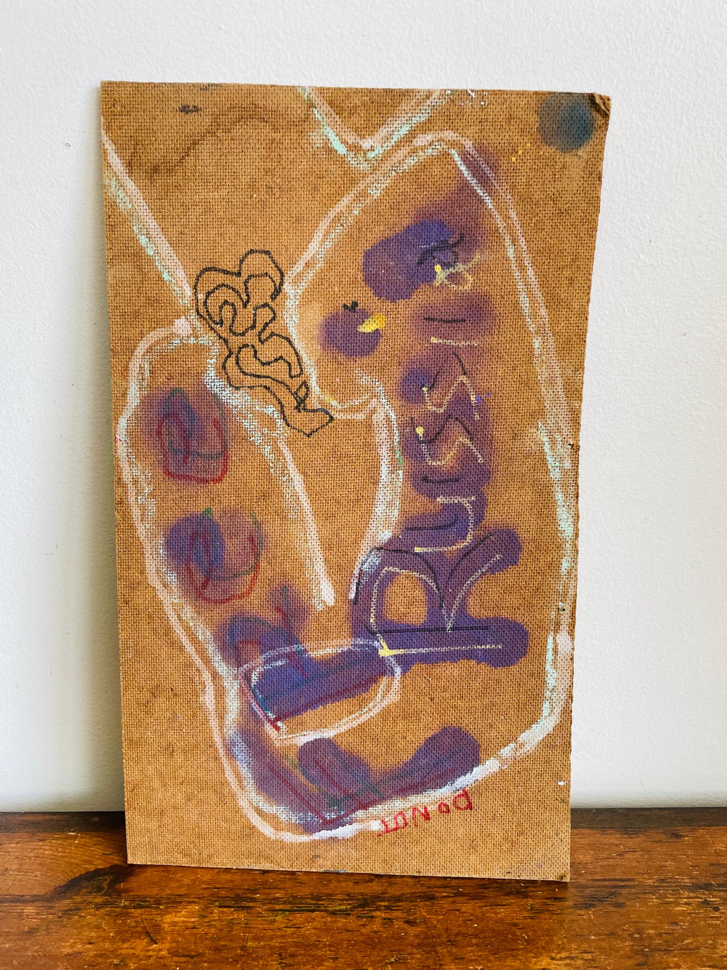 Original Art Abstract Oil Painting on Masonite Board of Nude Woman in Colourful Hat - Purchased from an Artist's Estate in Fort Erie, ON