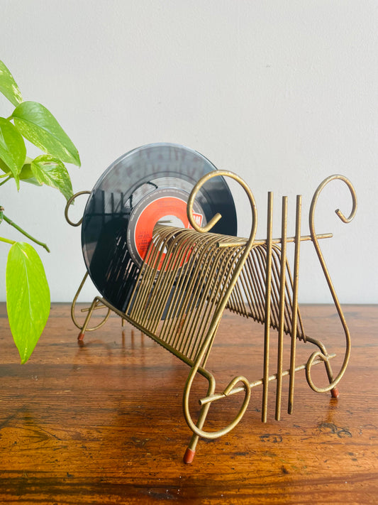 Tabletop Gold Metal Wire Vinyl Record Holder Stand
