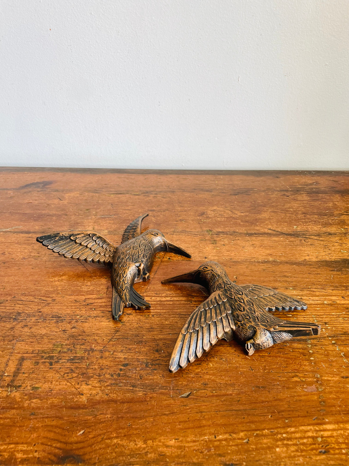 Vintage Dart Industries Wall Hanging Copper Toned Hummingbirds - Set of 2 Birds
