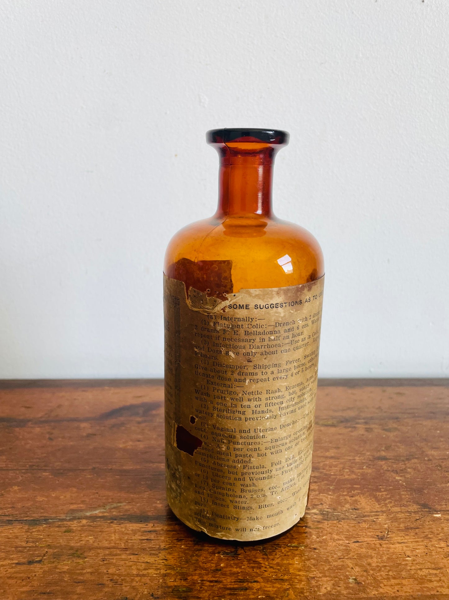Vintage Pre-1930 / Antique Pharmacy Apothecary Amber Glass Bottle - Saunders' Campholene - W.E. Saunders & Co. London, Ontario
