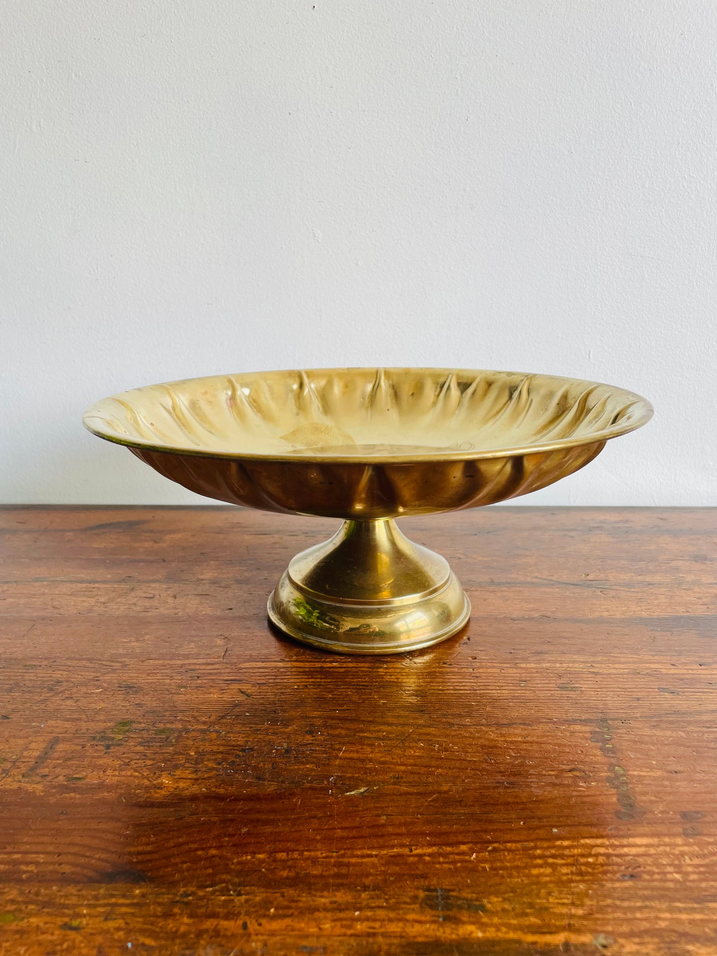 Solid & Heavy Large Brass Pedestal Bowl - Base is Weighted Down with Sand - Great Centrepiece, Fruit Dish, or Catchall!