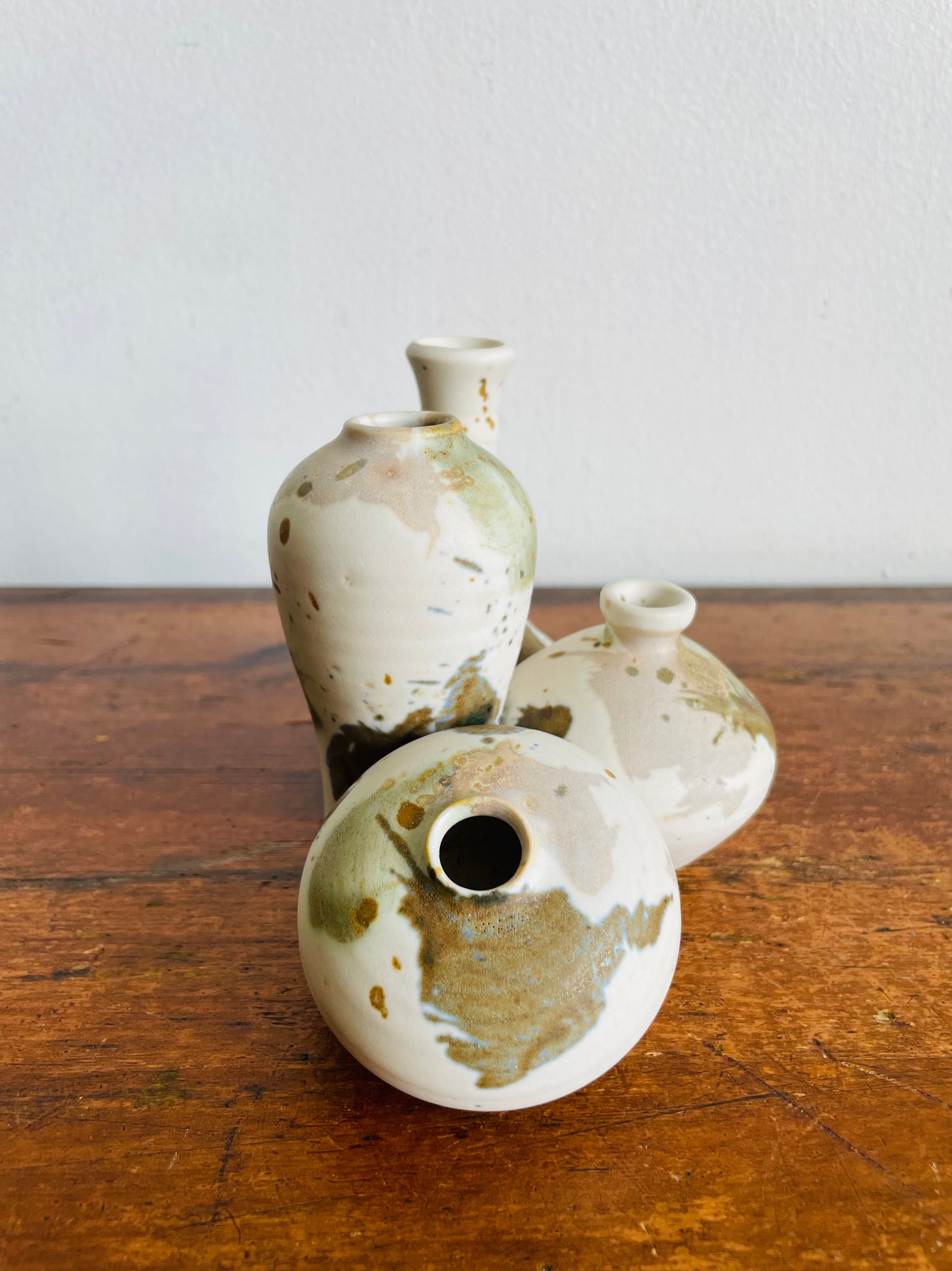 Vintage Beautiful Smooth Studio Art Pottery Handmade Bud Vase Sculptural Cluster of 4 Vessels - B. Jones Artist Signed