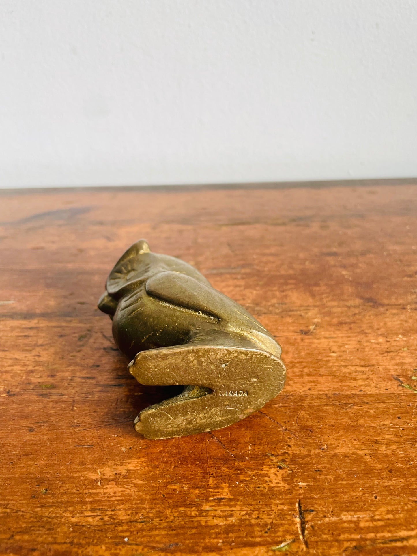 Vintage Solid Brass Owl Figurine - Made in Canada