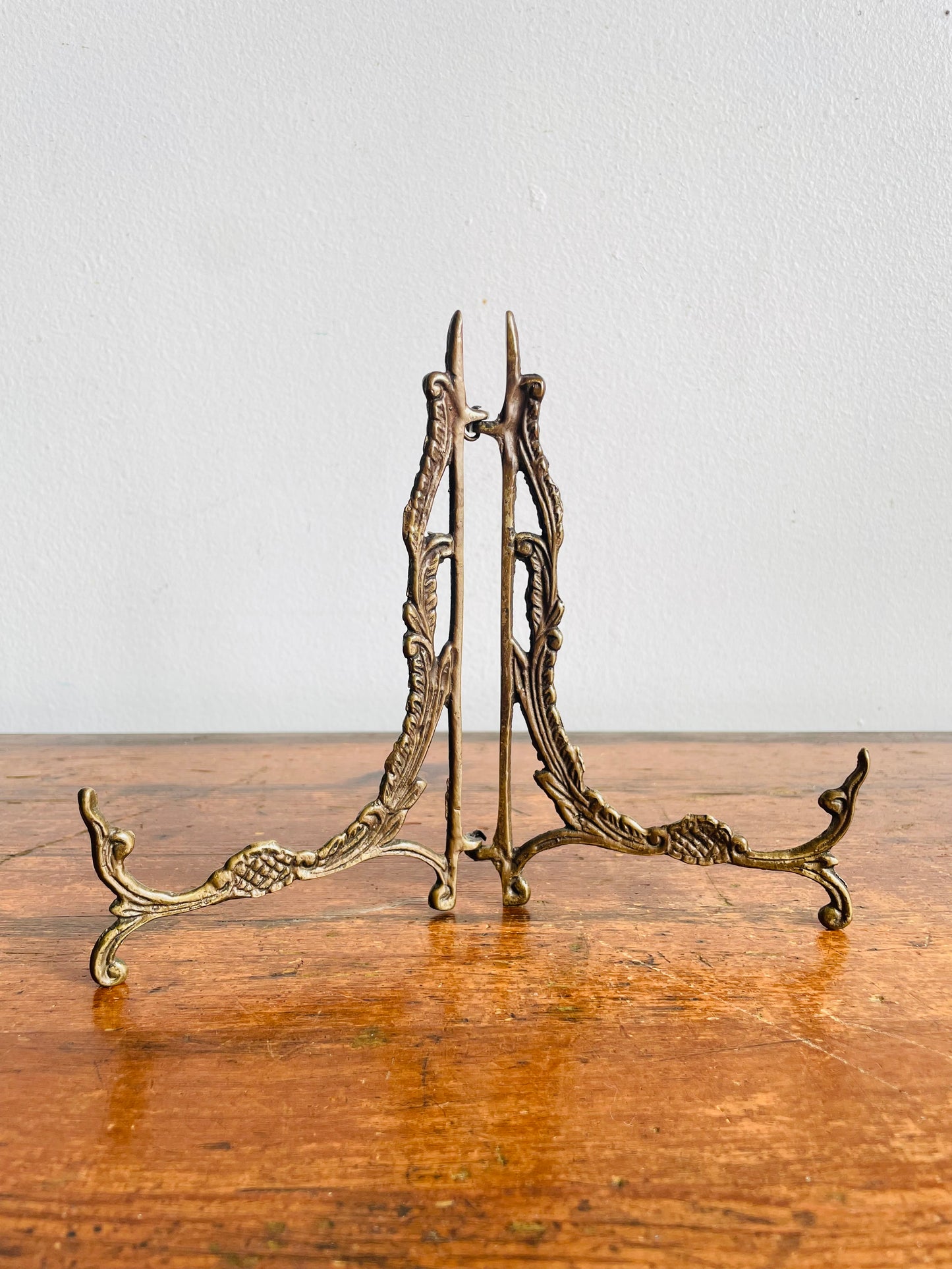 Vintage Brass Ornate Folding 6.5" Tall Easel - Holds Picture, Art, Book, Etc.